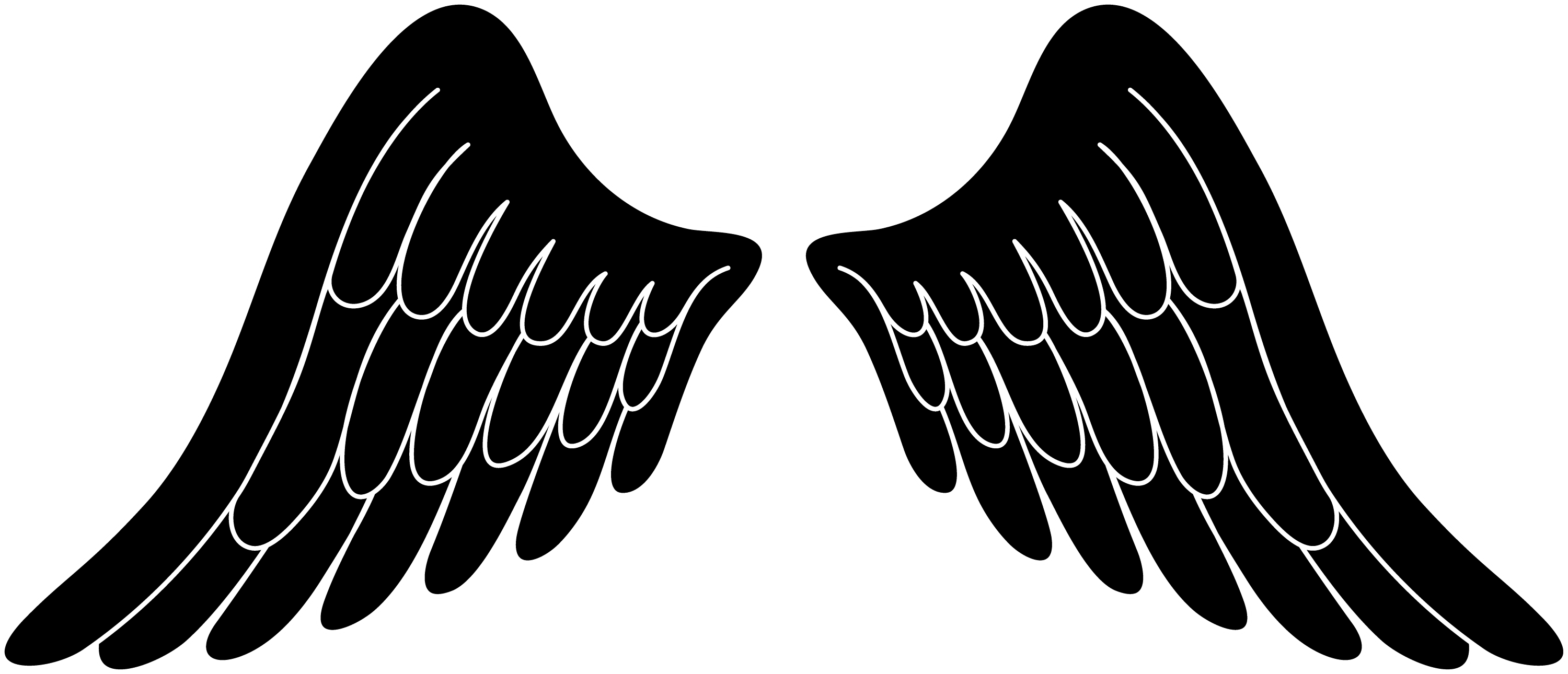 Black Silhouette Angel Wings - Free Clip Art