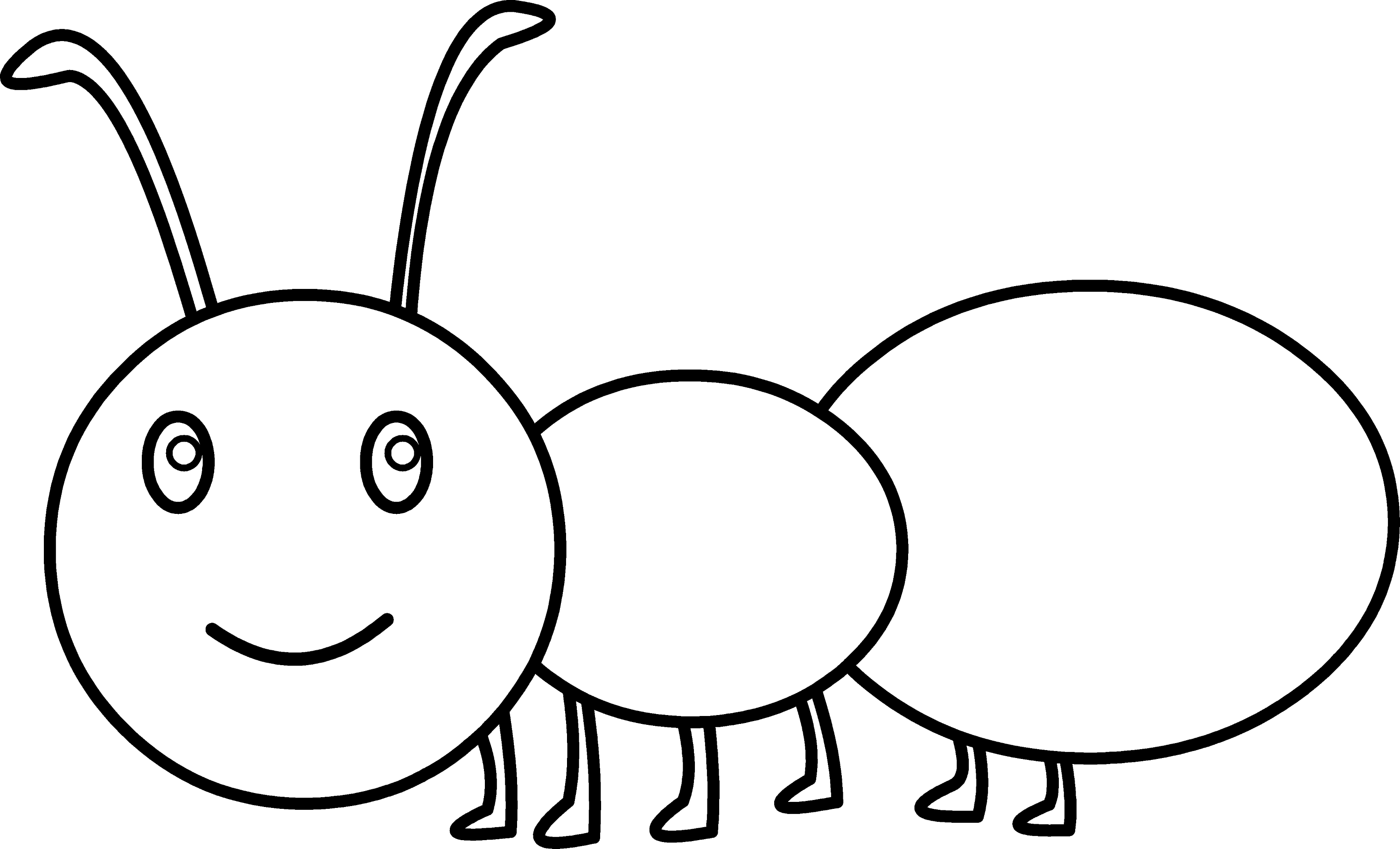 Cute Ant Coloring Page Free Clip Art