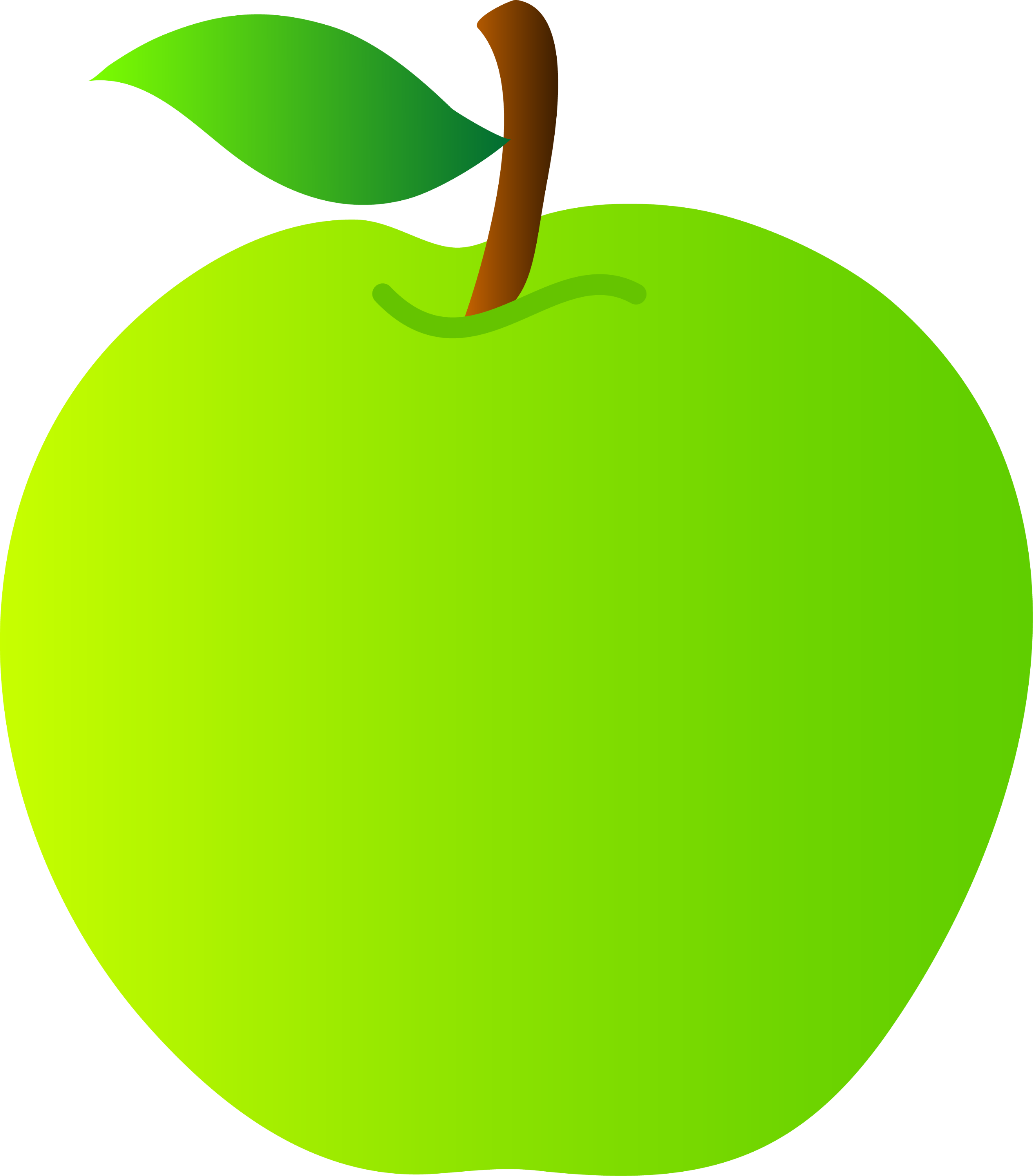 Green Apple Vector Drawing - Free Clip Art