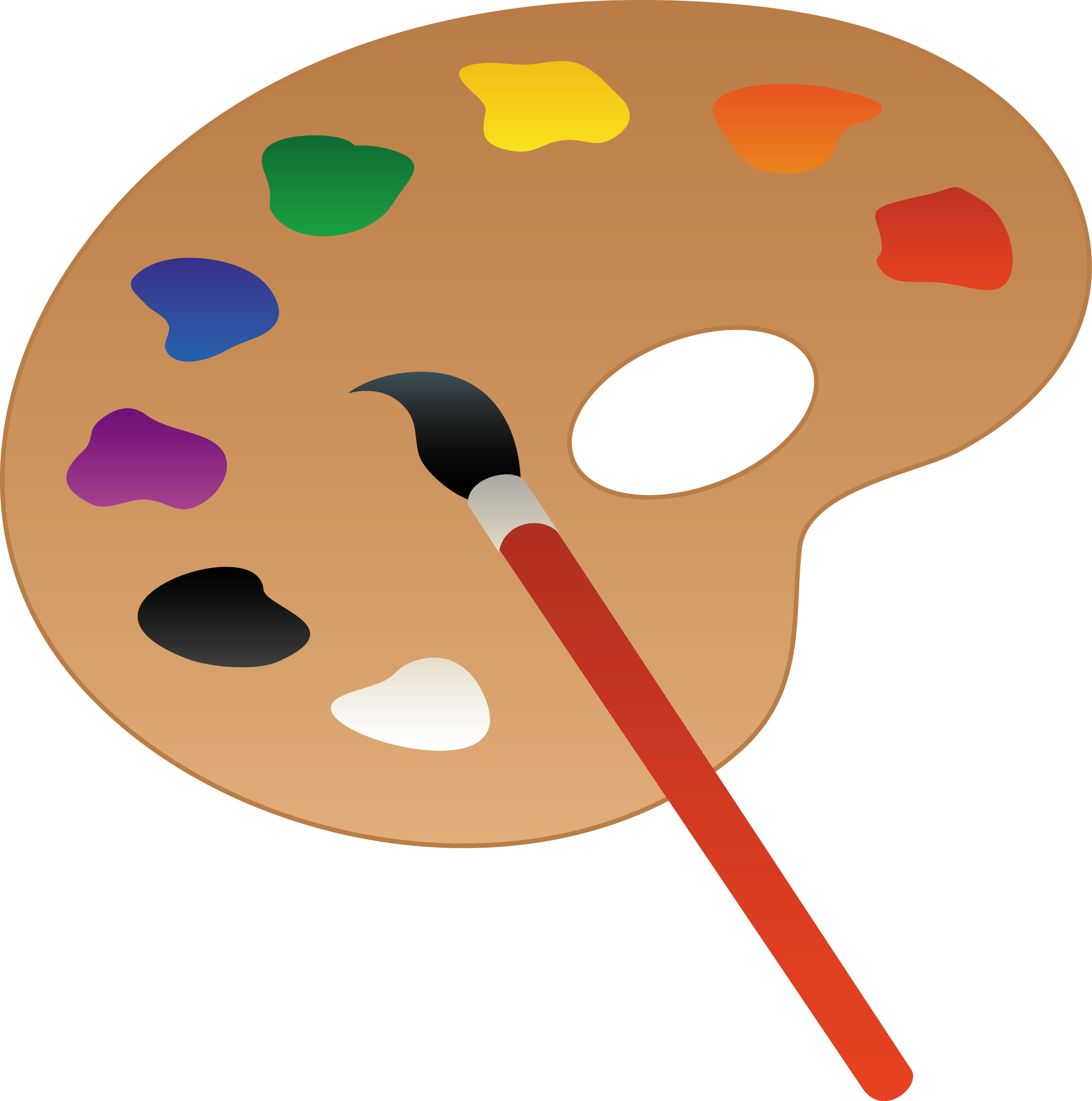 Artists Palette With Paint and Brush - Free Clip Art