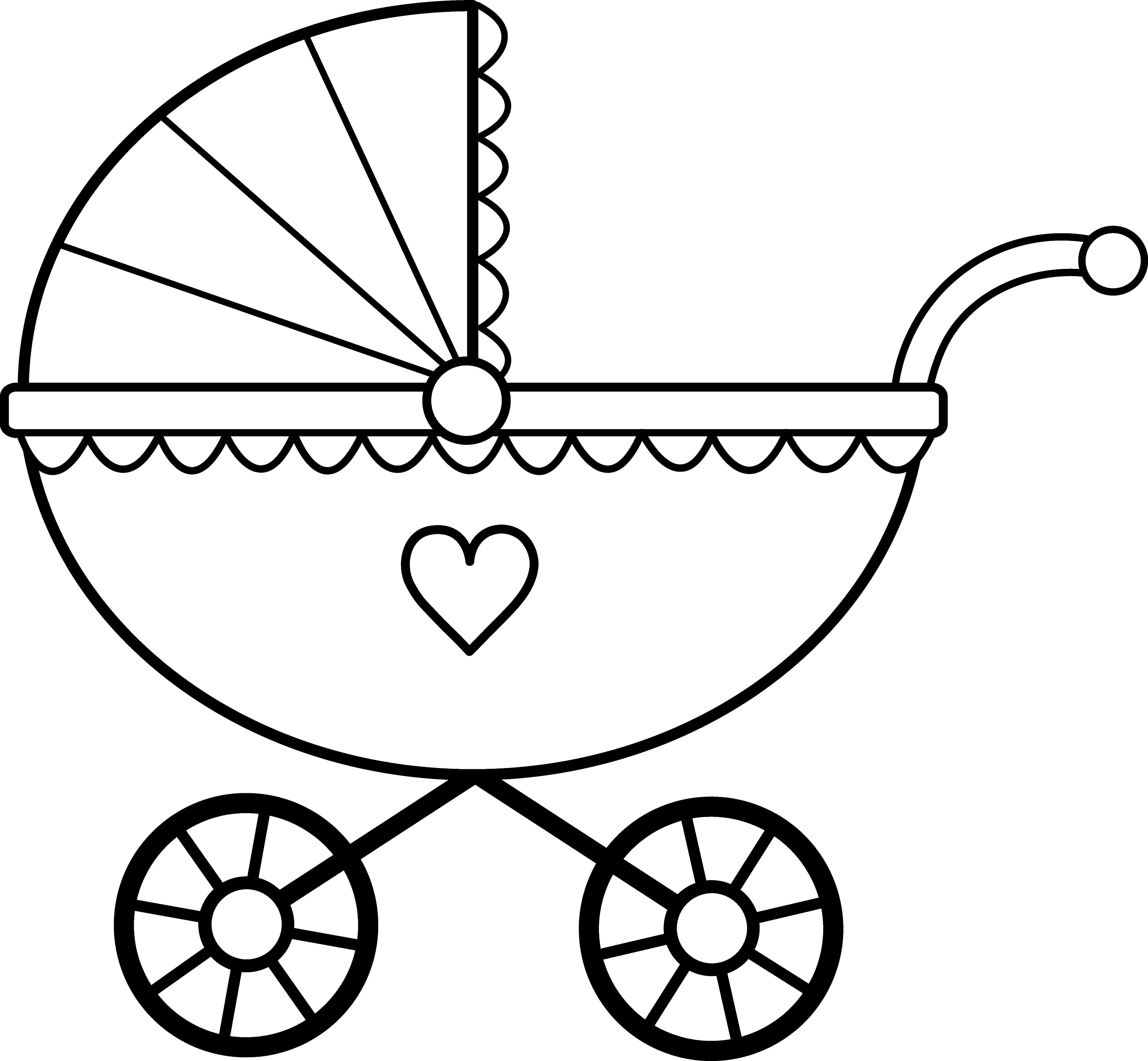 Baby Carriage Clip Art Black and White