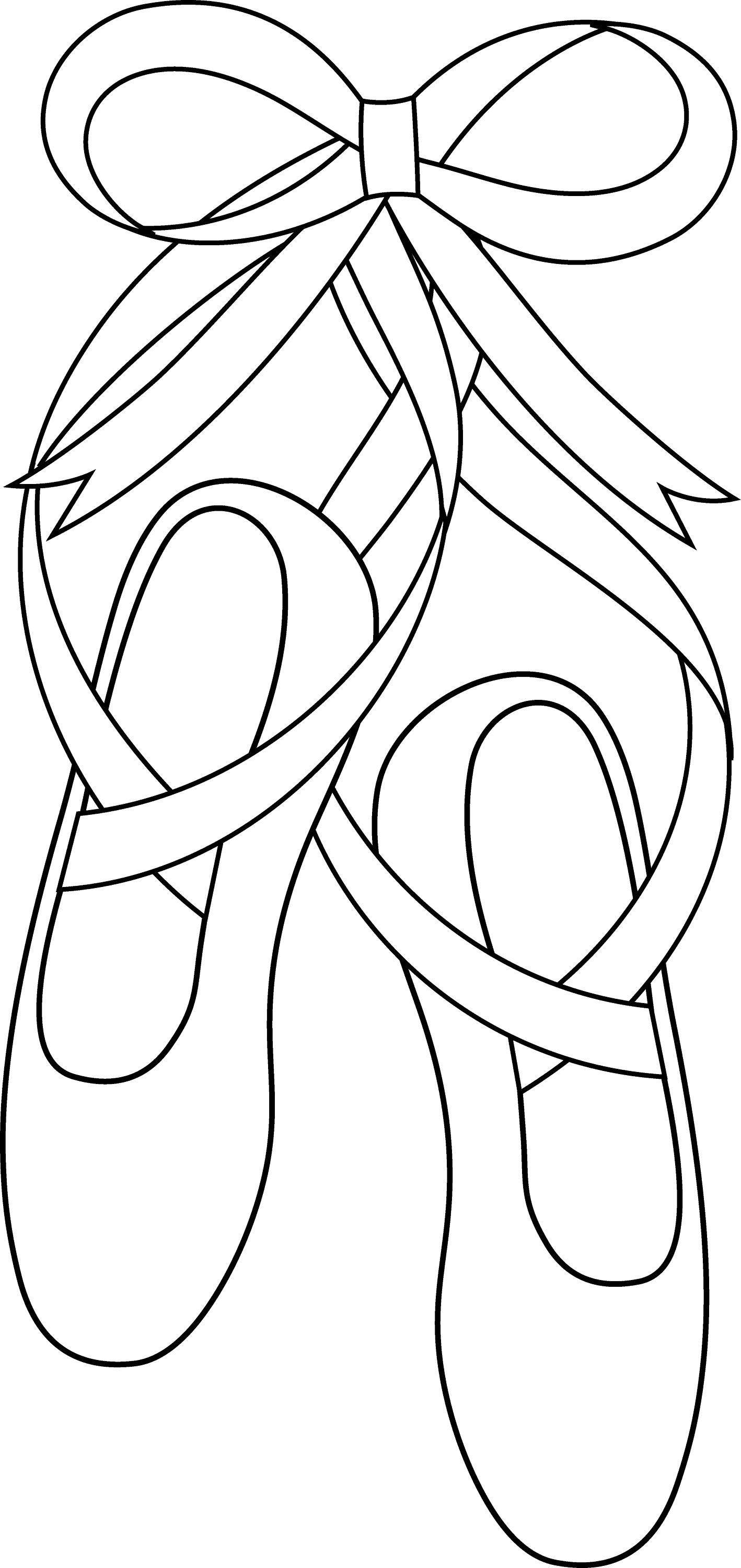 Ballet Slippers Line Art - Free Clip Art
