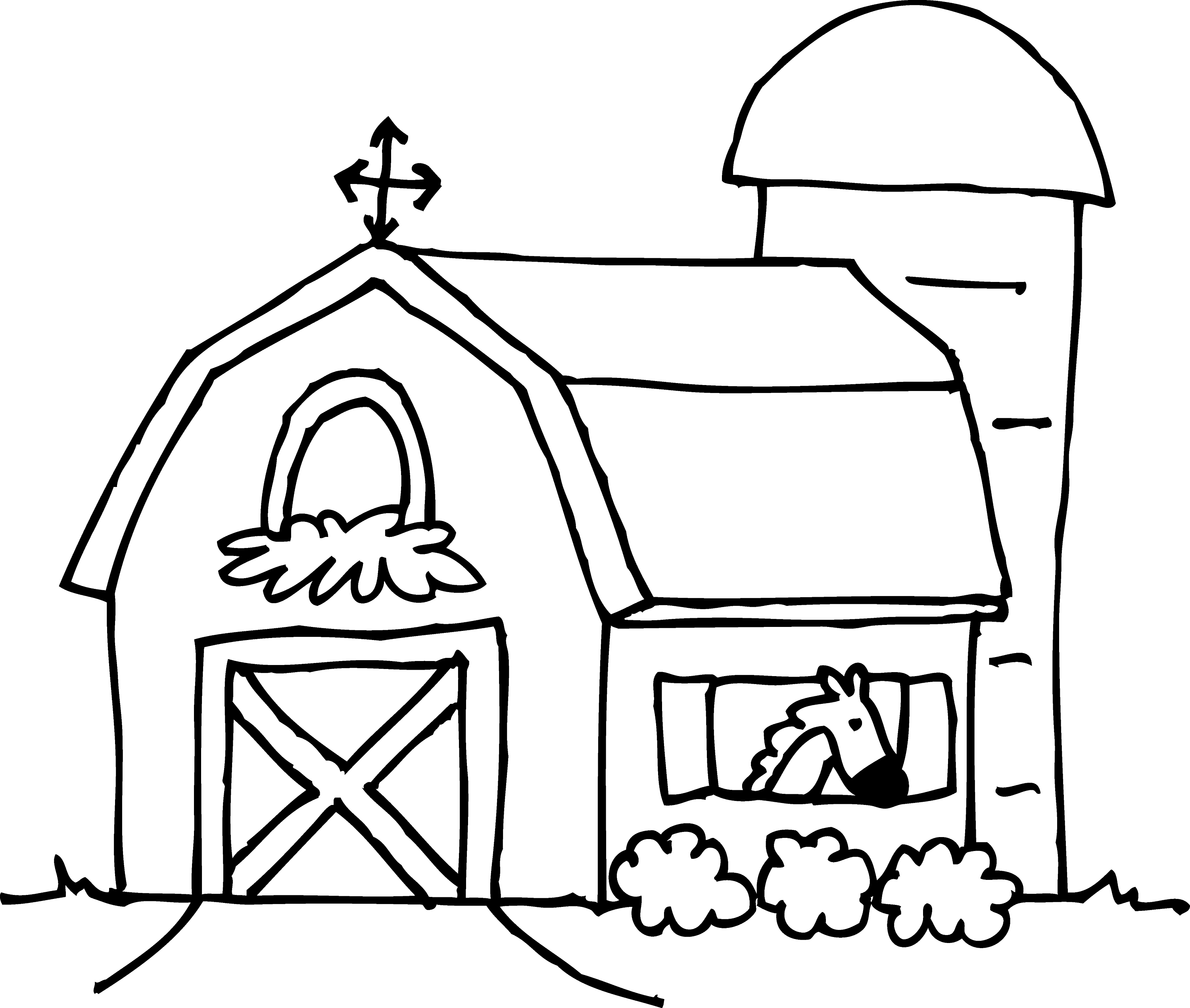 Cute Barn Coloring Page Free Clip Art