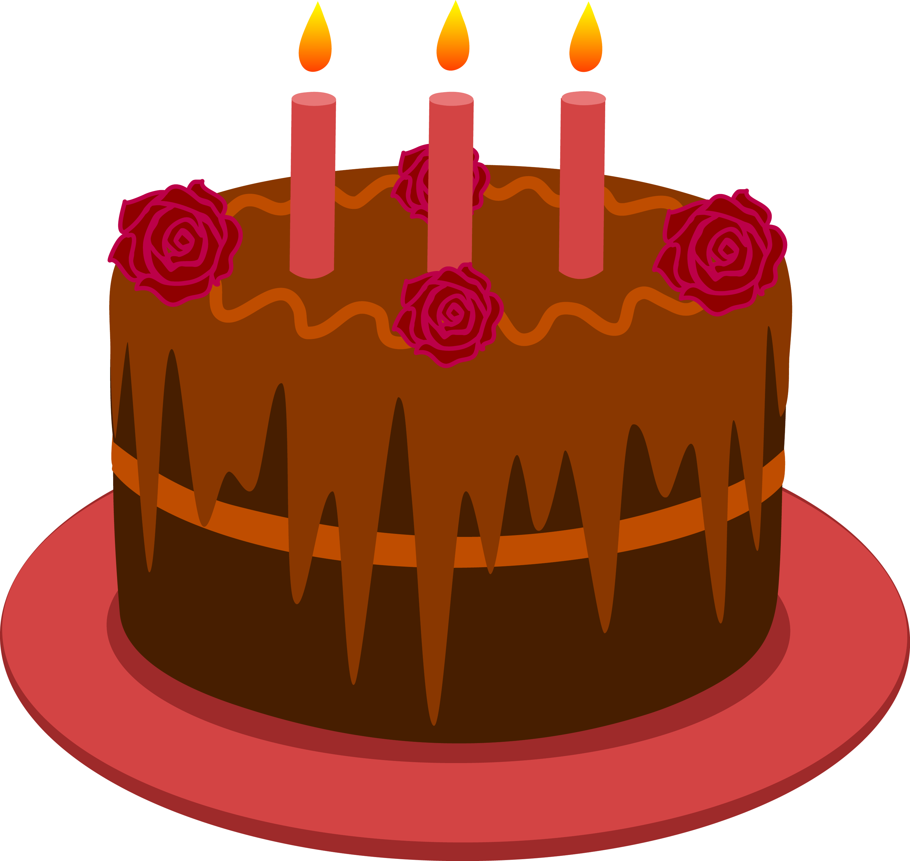 Chocolate Birthday Cake With Candles - Free Clip Art