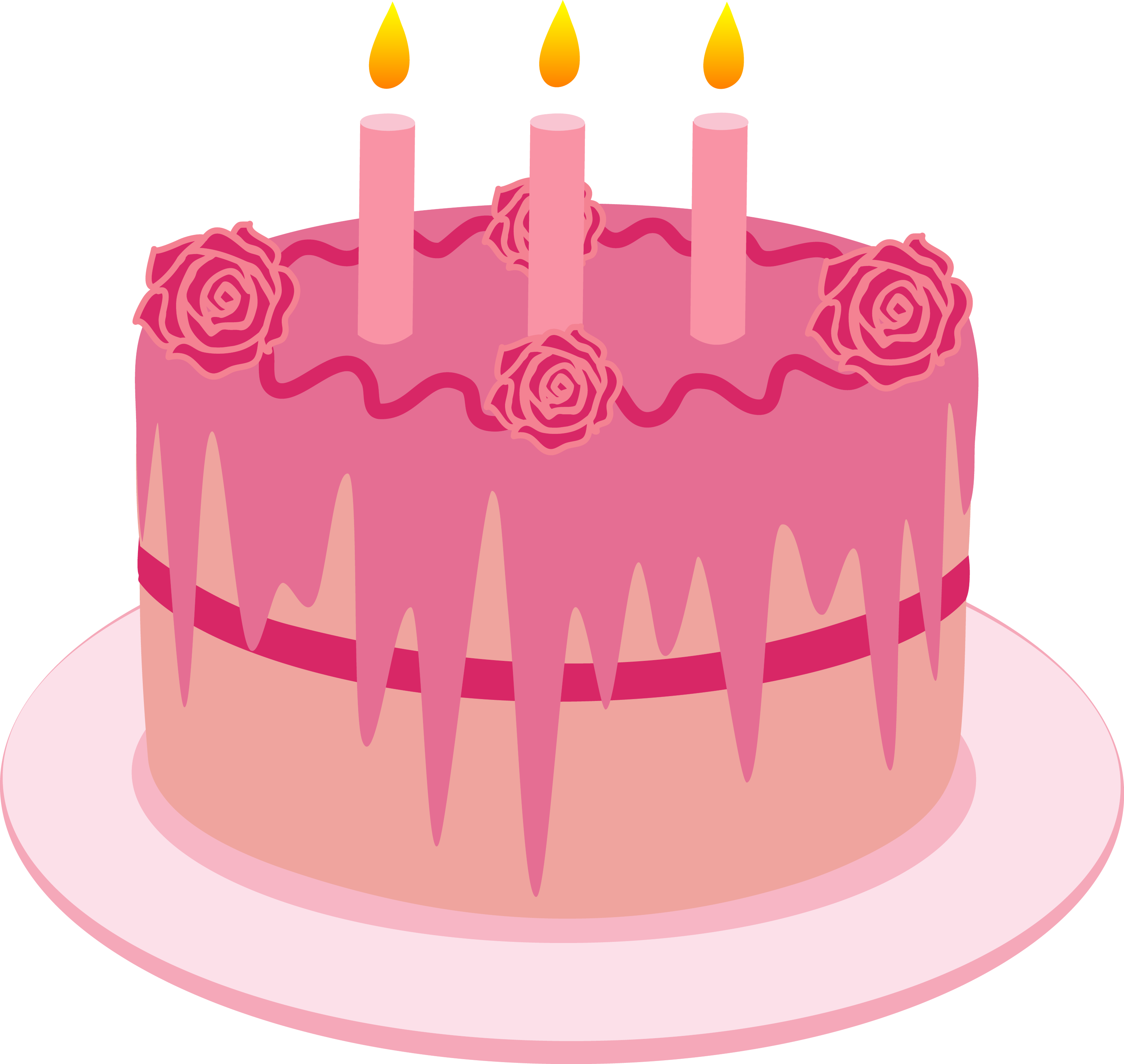 Strawberry Birthday Cake With Candles - Free Clip Art