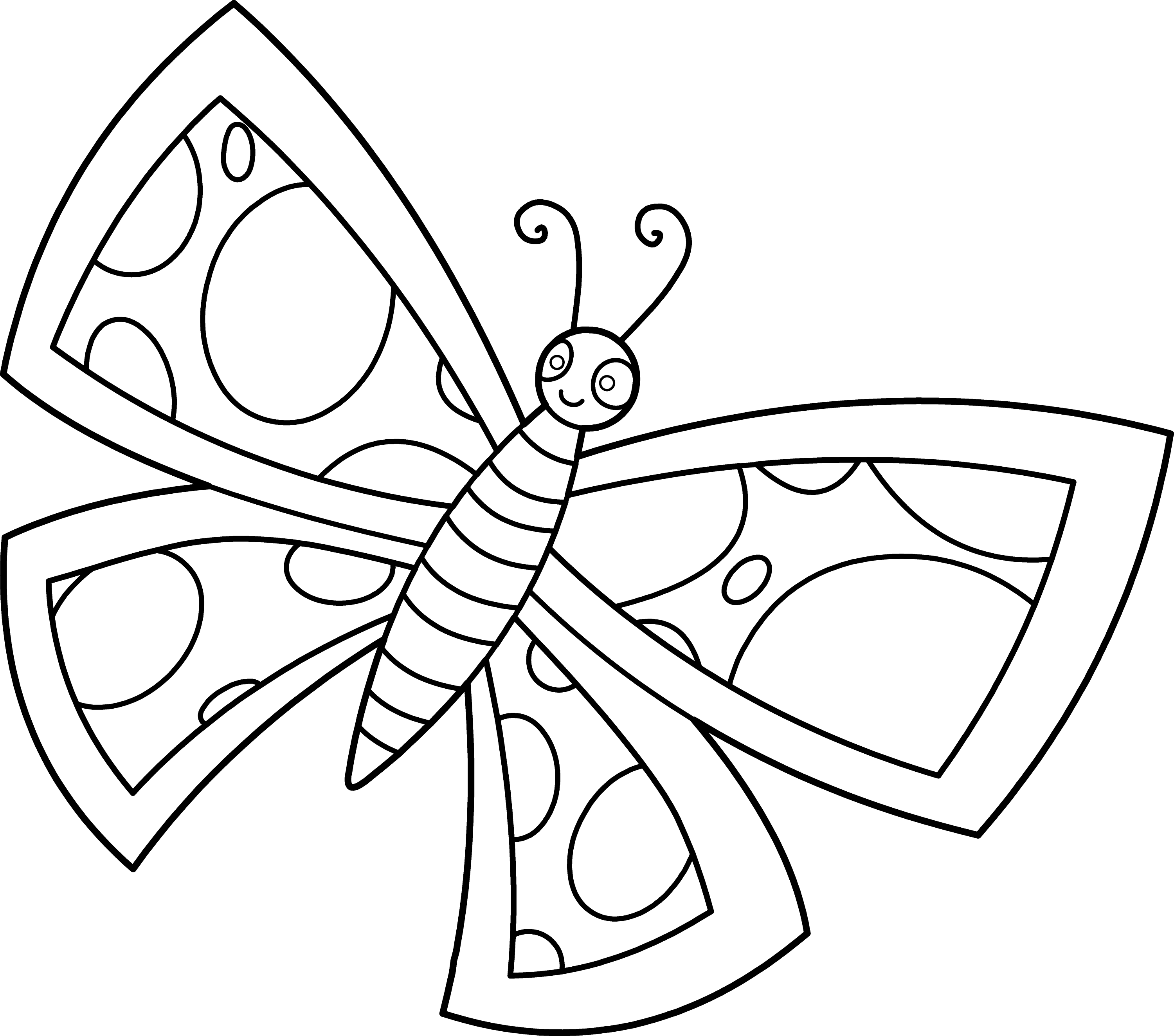 Colorable Spotted Butterfly Design - Free Clip Art