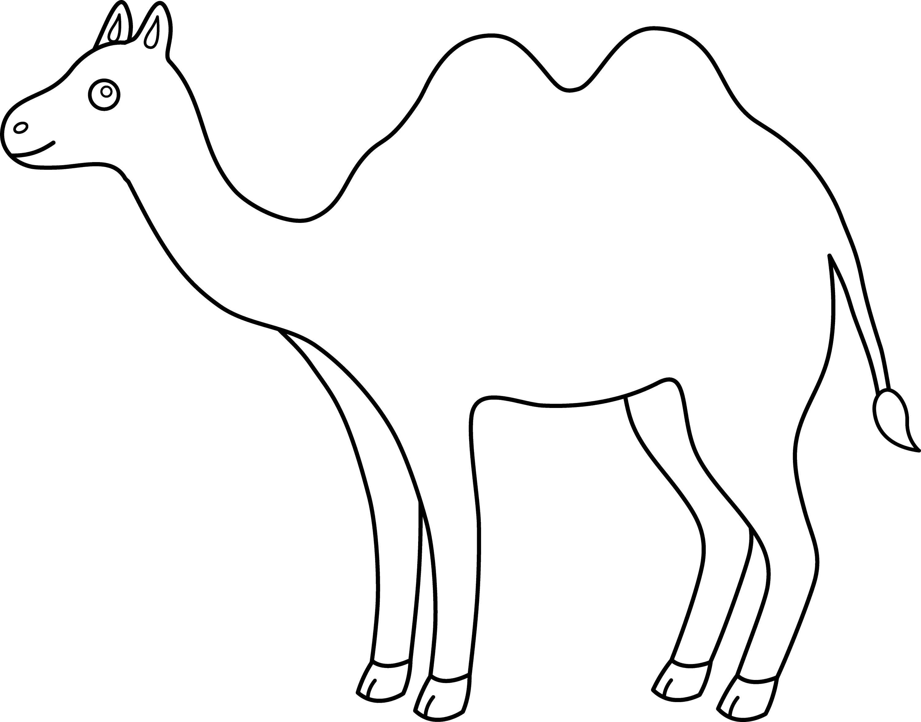 Colorable Outline of a Camel Free Clip Art