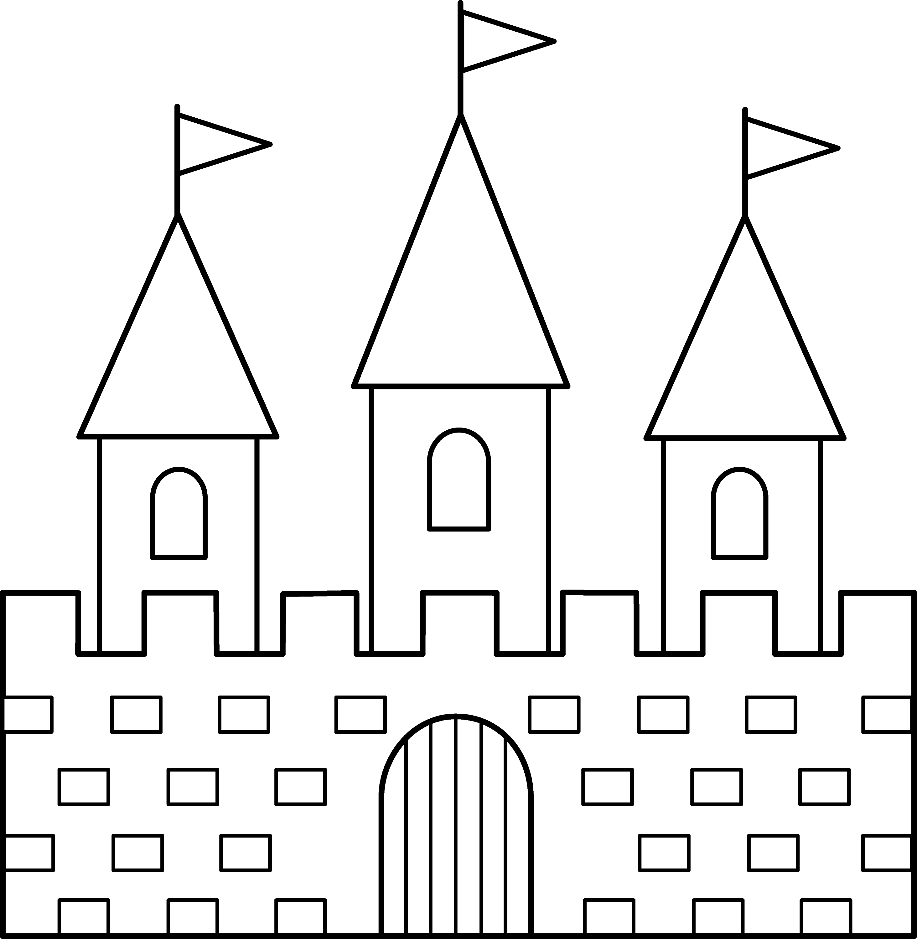 easy castle draw Colouring Pages