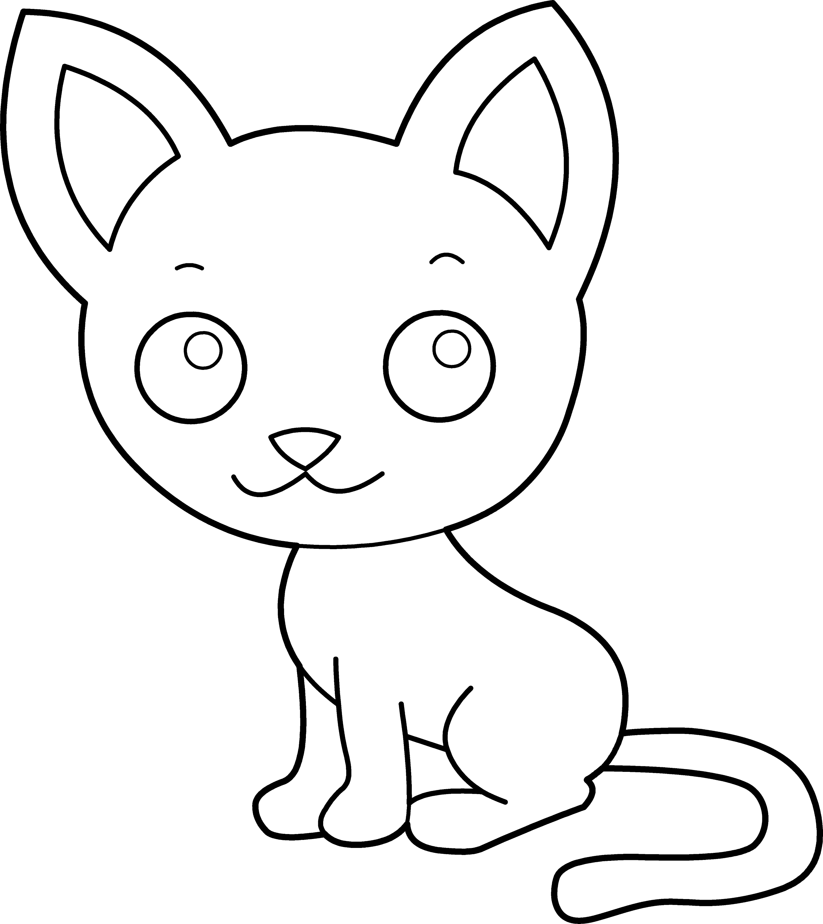 Cute Kitty Cat Coloring Page Free Clip Art