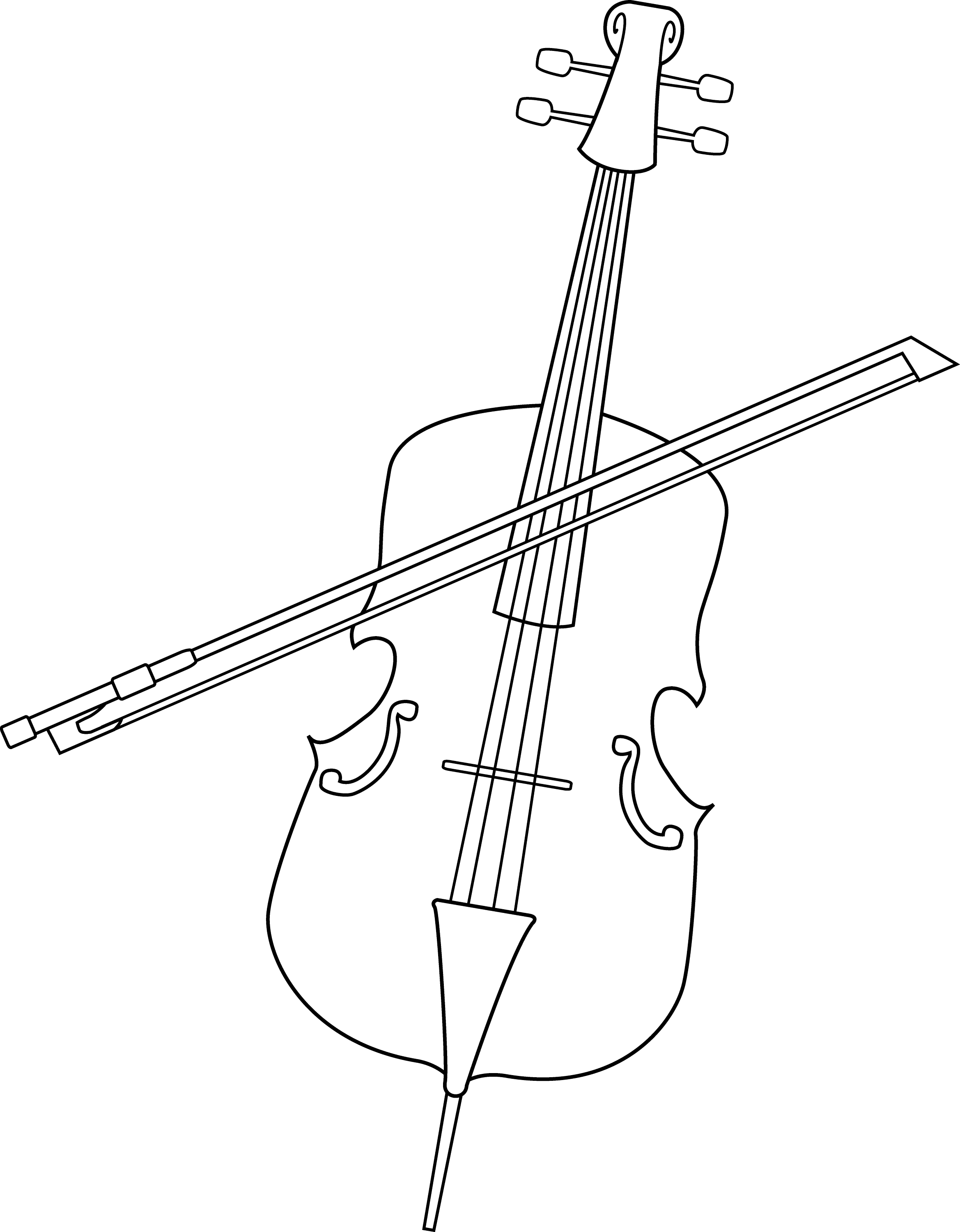 free violin clipart black and white - photo #43