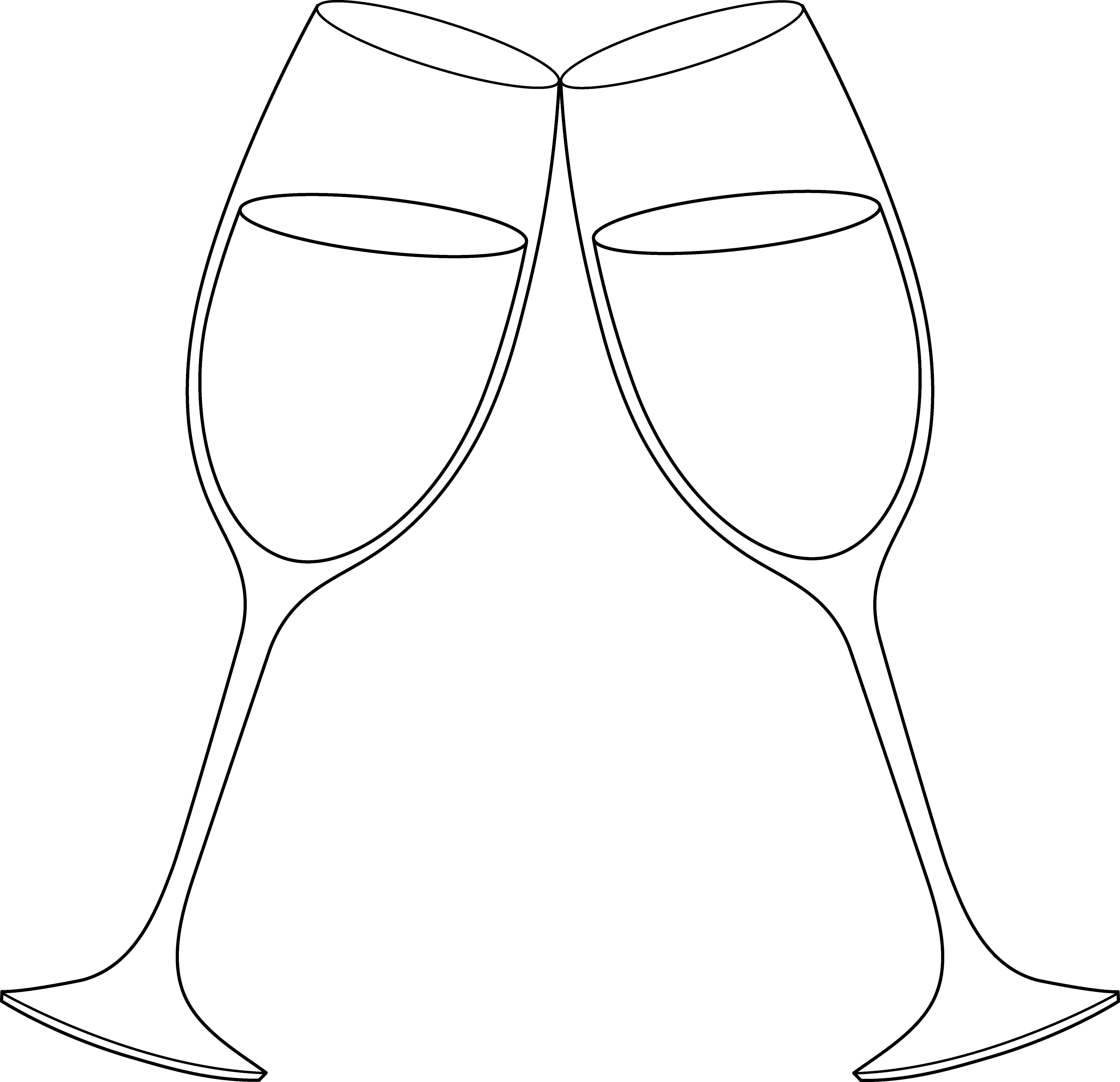 Champagne Glasses Line Art - Free Clip Art