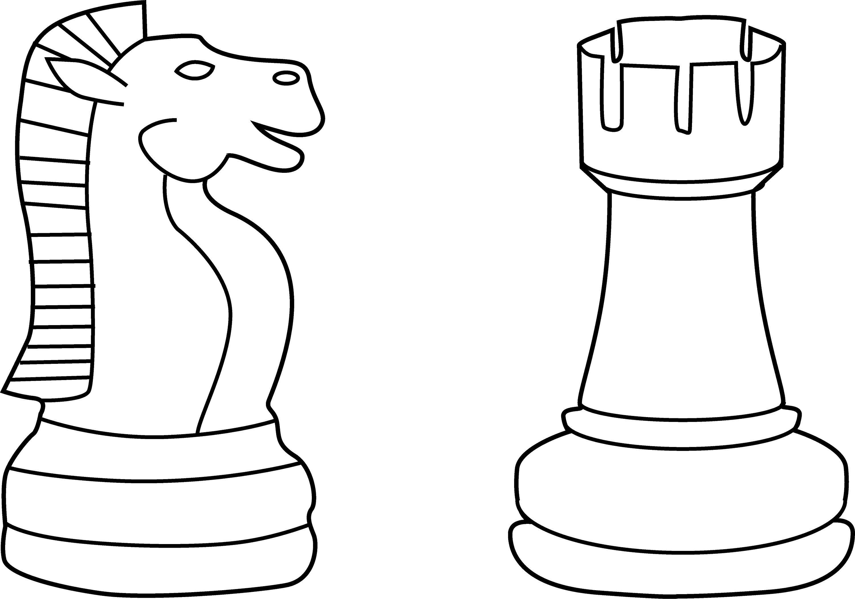 Two Chess Pieces Line Art Free Clip Art