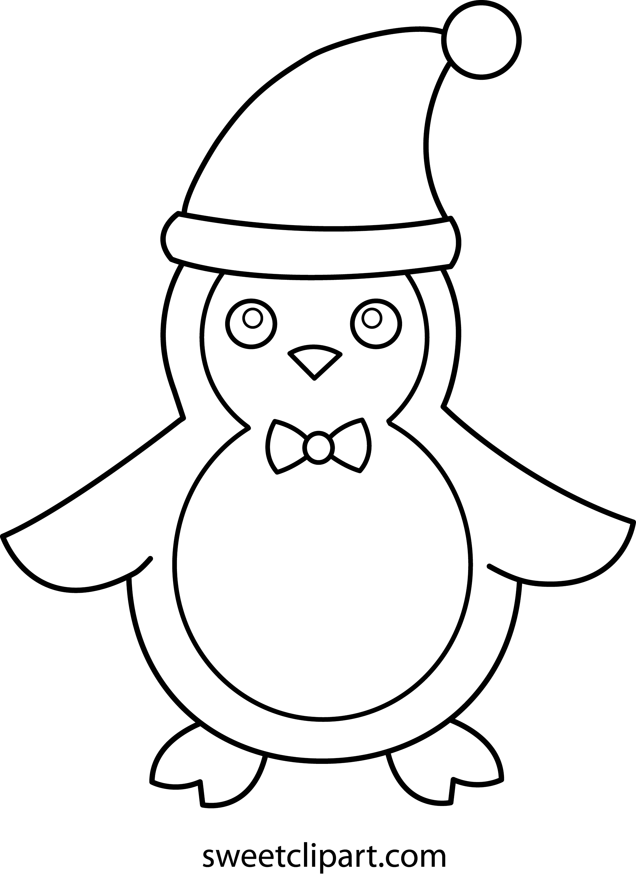 Christmas Penguin Coloring Page - Free Clip Art