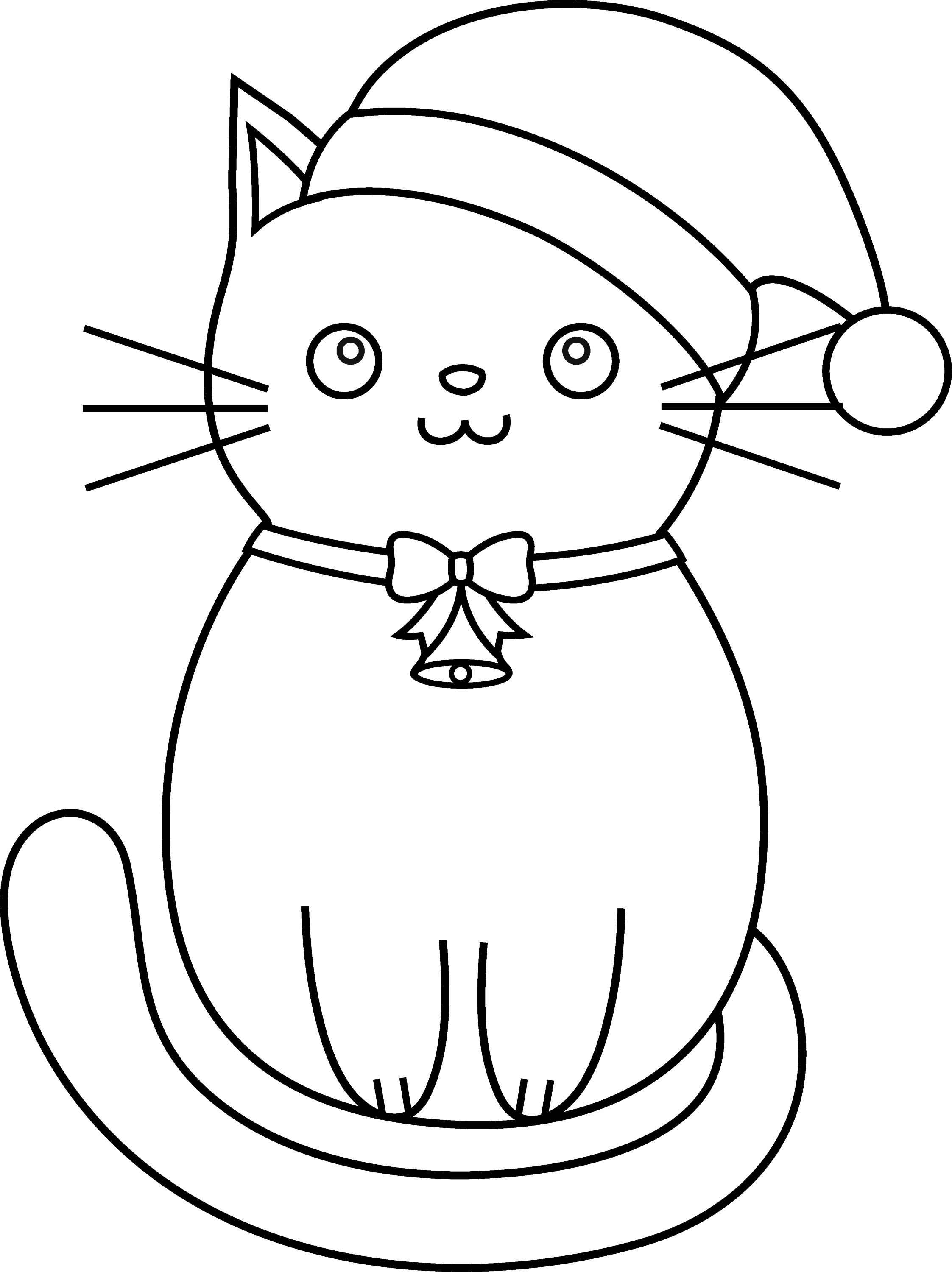 cat christmas line clip coloring kitty drawing lineart