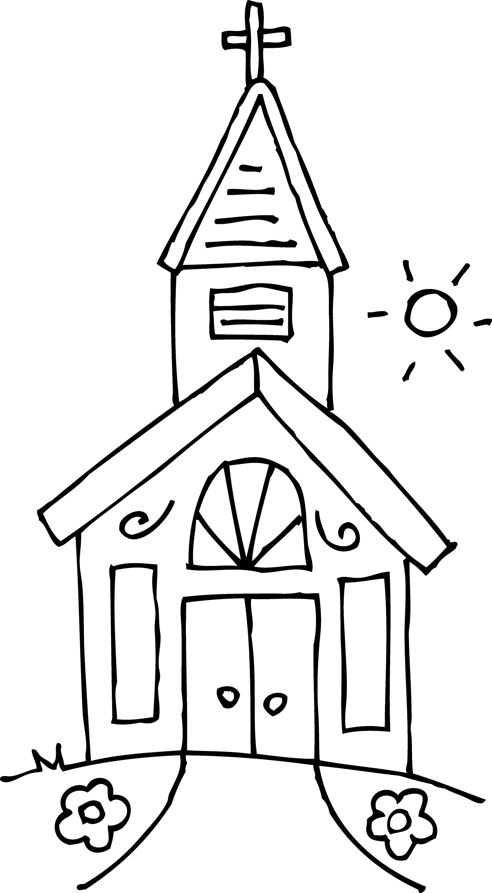 Little Church Coloring Page Free Clip Art