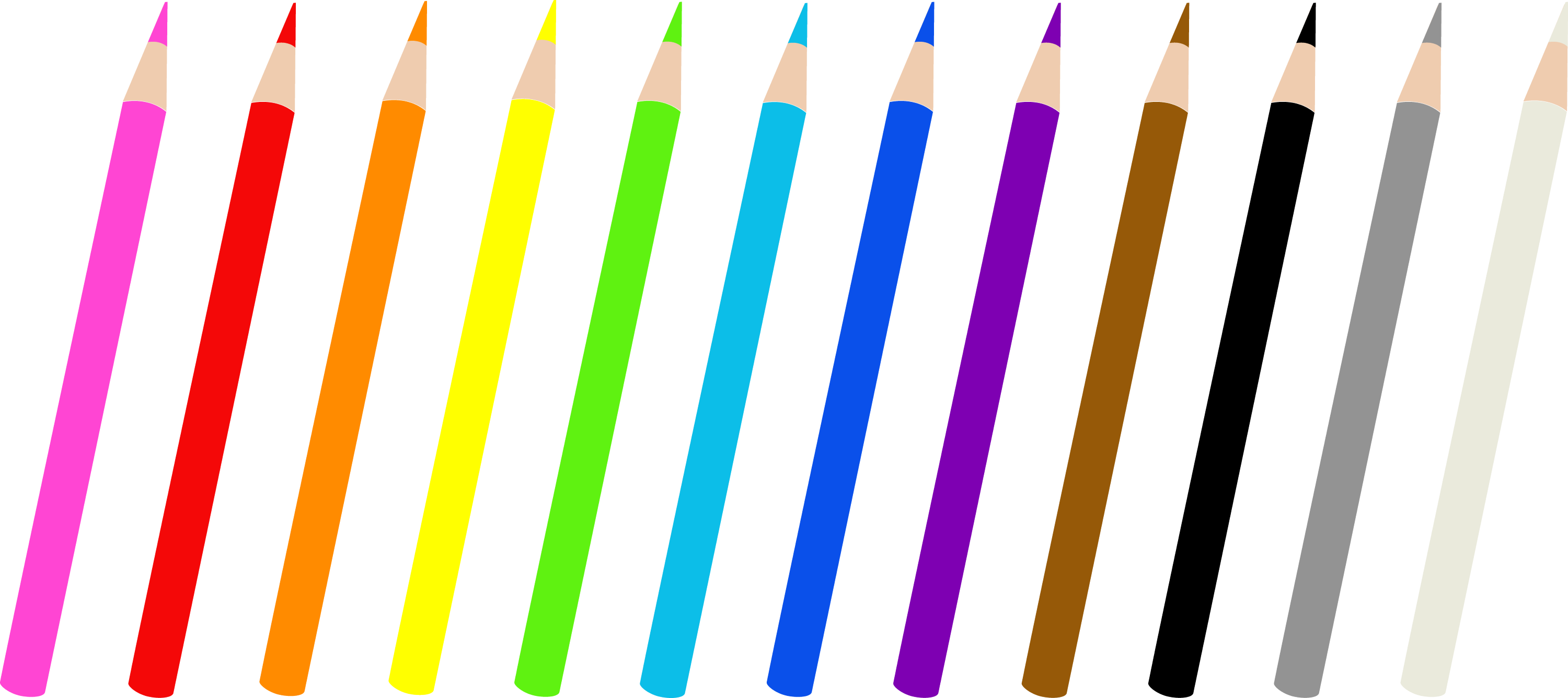 Set of Twelve Colored Pencils - Free Clip Art