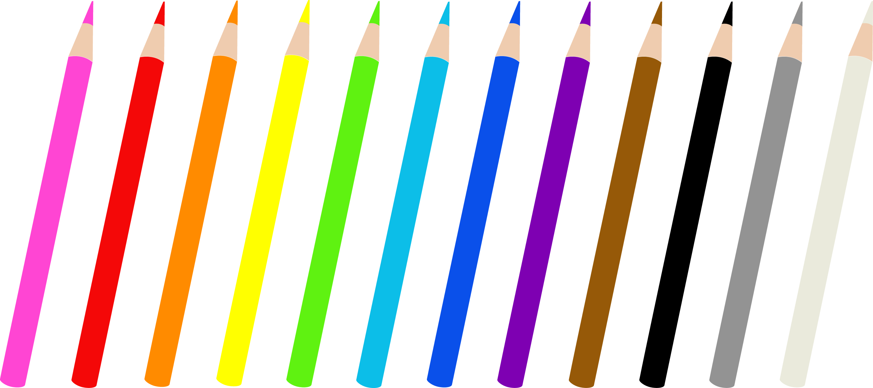 Set Of Twelve Colored Pencils Free Clip Art