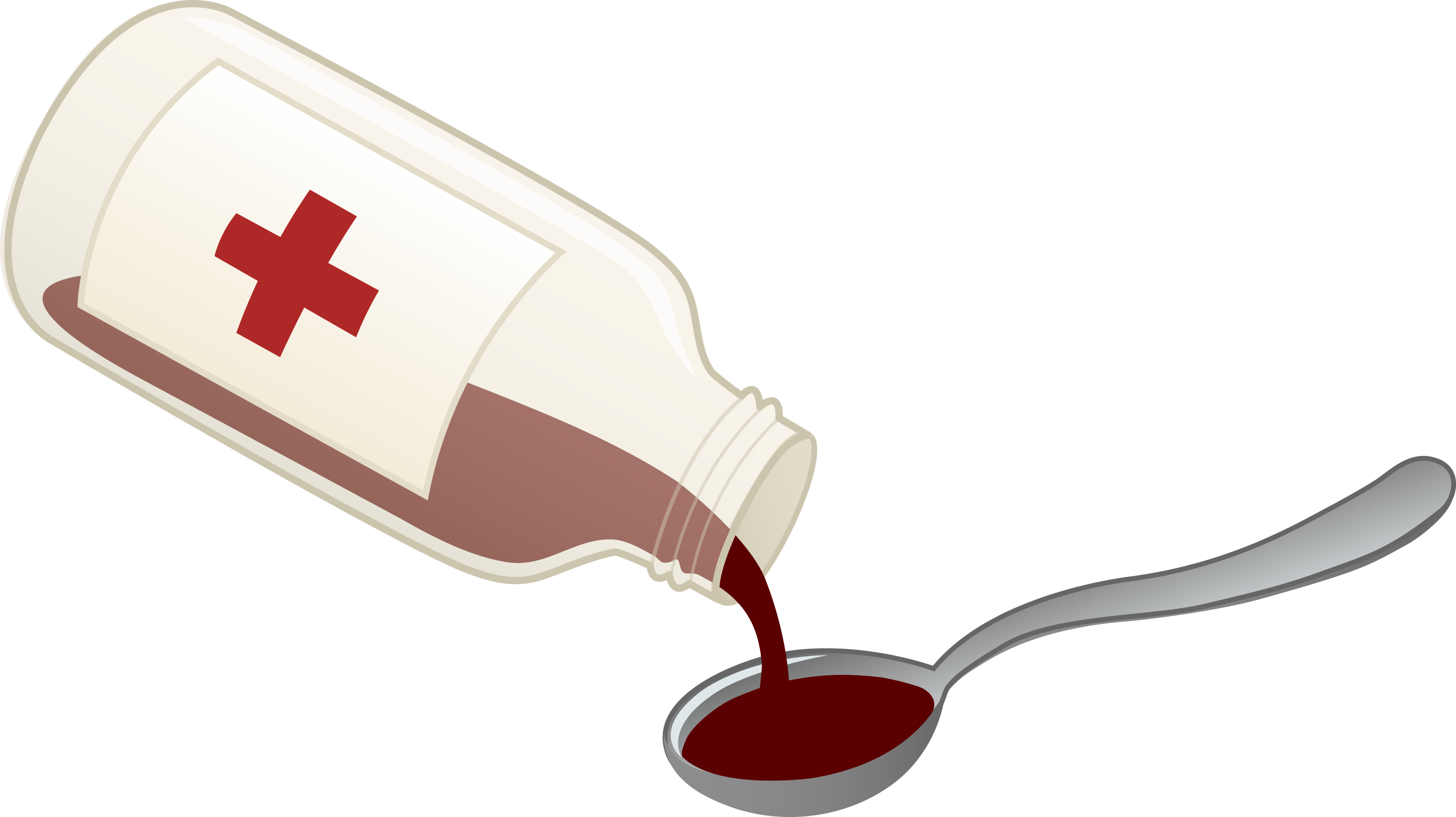 Cough Syrup and Spoon - Free Clip Art