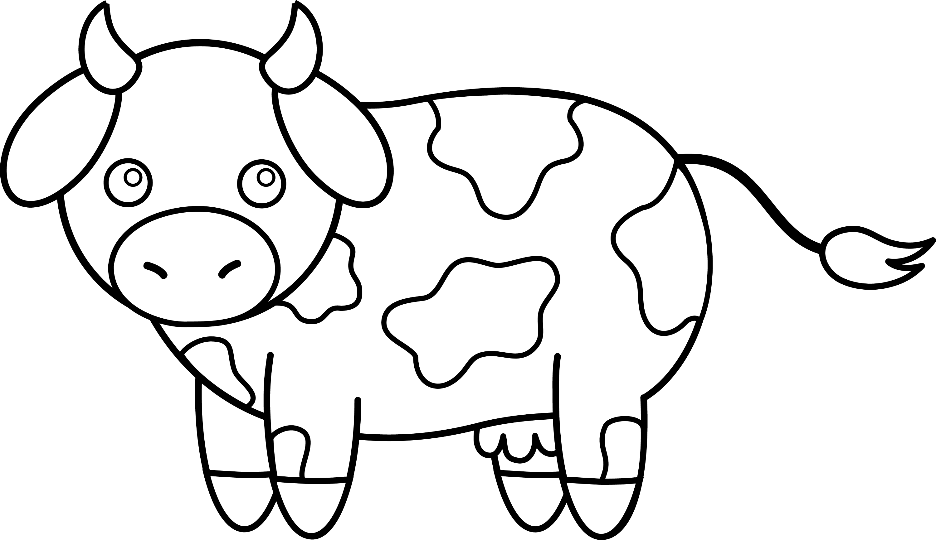 Colorable Little Cow Free Clip Art