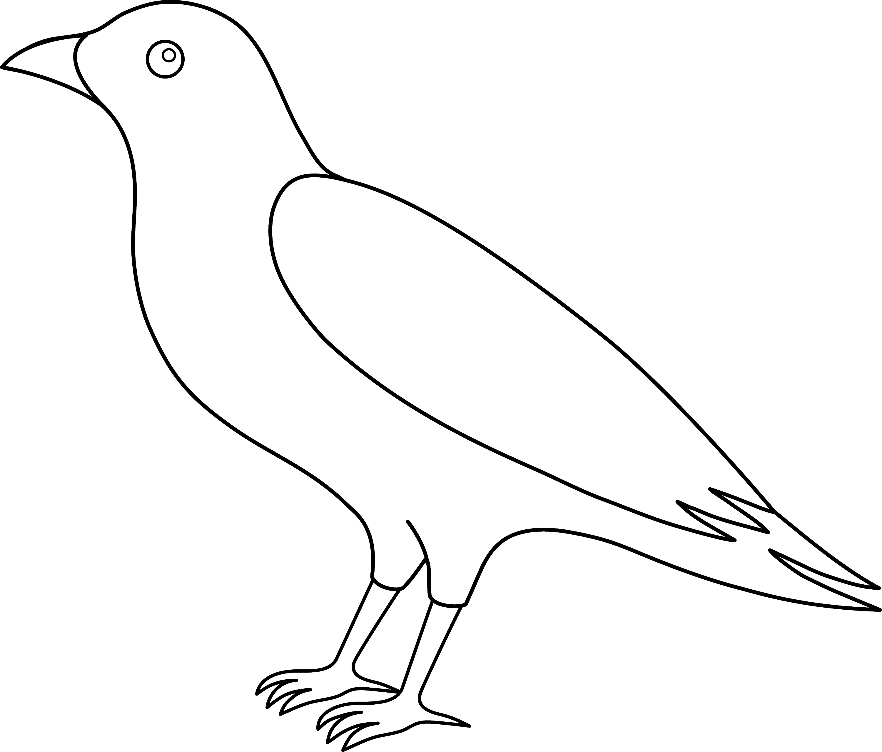 Colorable Crow Line Art - Free Clip Art