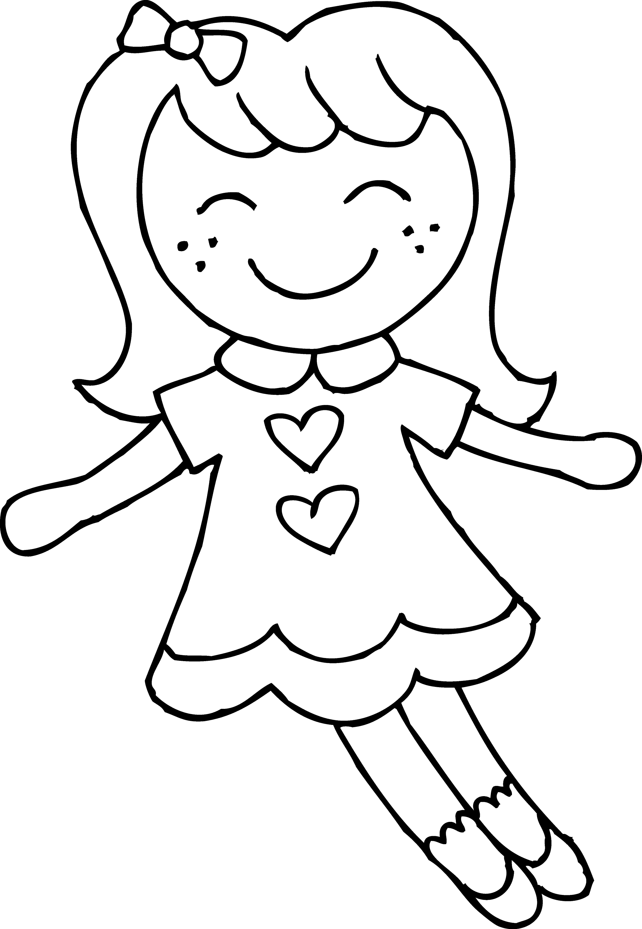 Cute Dolly Coloring Page Free Clip Art