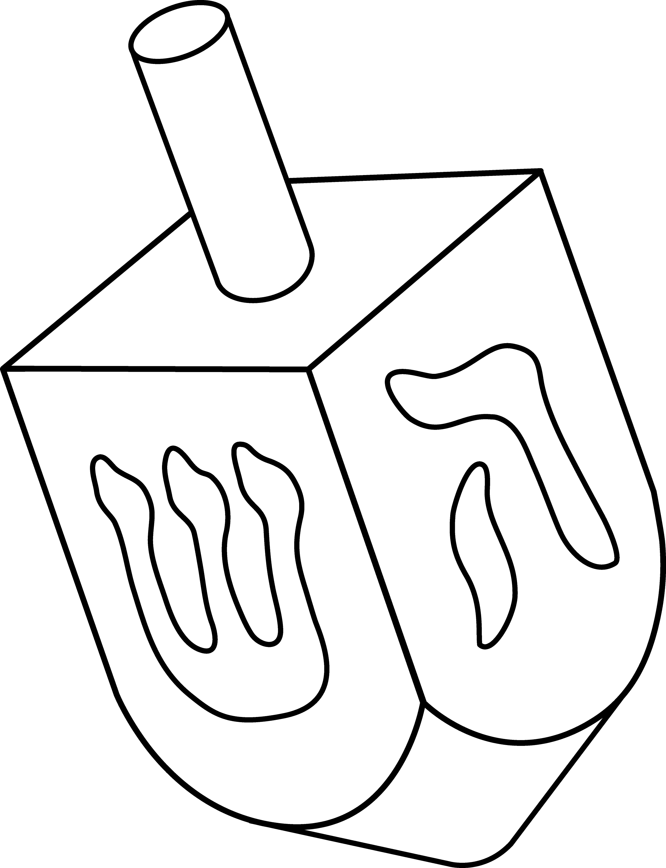 Dreidel Colorable Line Art Free Clip Art