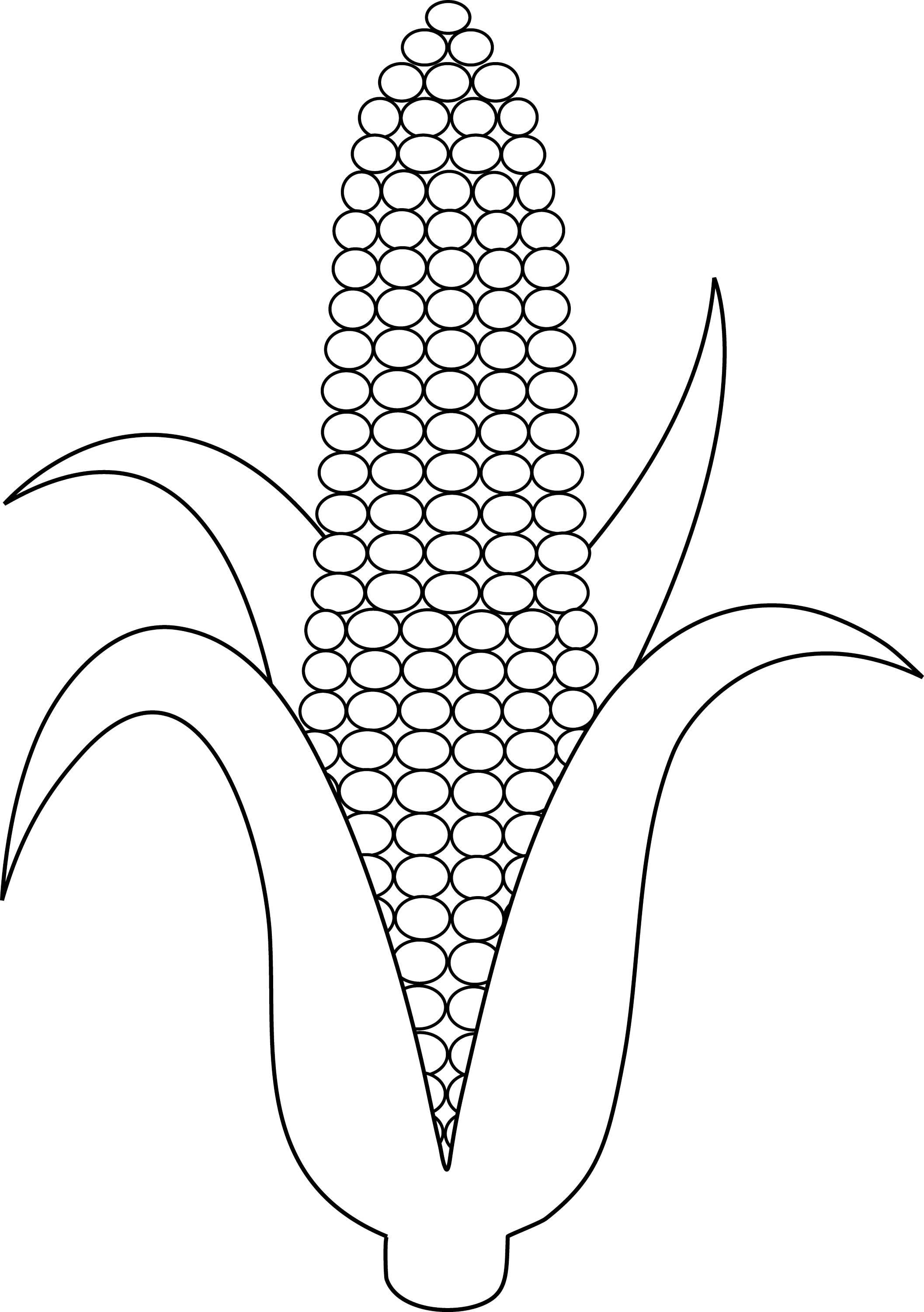 Ear of Corn Colorable Line Art - Free Clip Art
