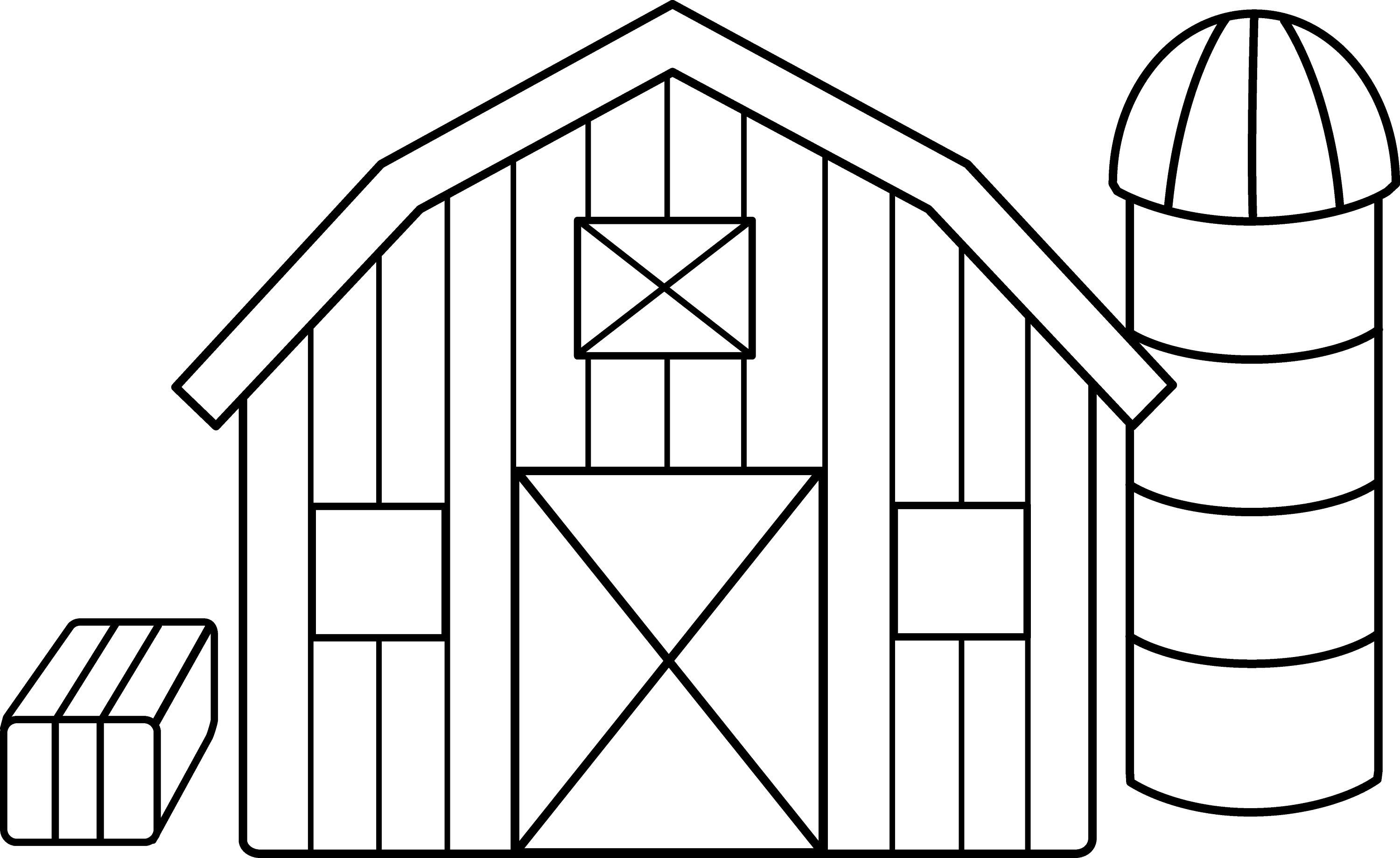 Cute Colorable Farm Scene - Free Clip Art