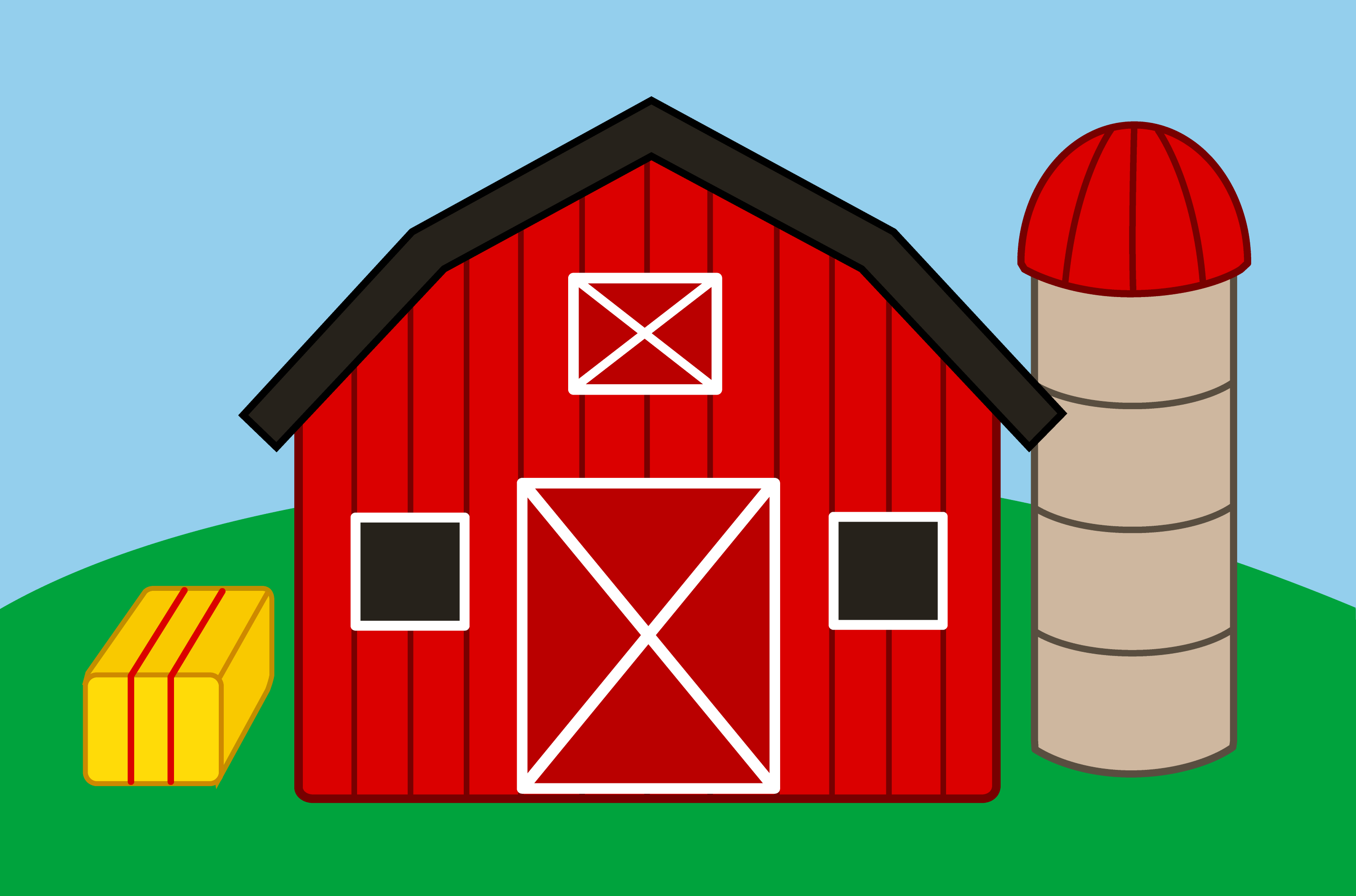 Cute Farm With Barn and Silo Free Clip Art