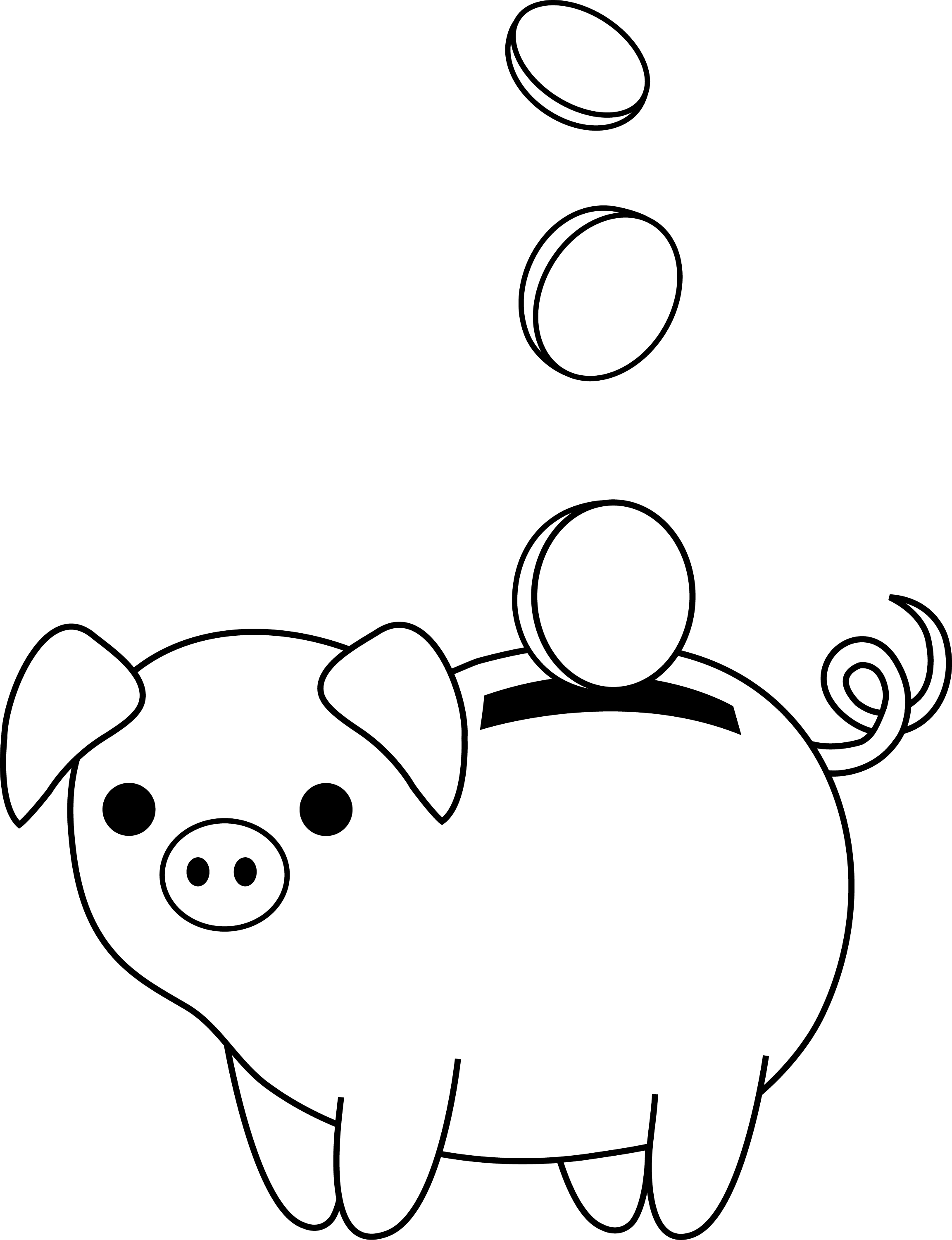Piggy Bank Colorable Line Art Free Clip Art