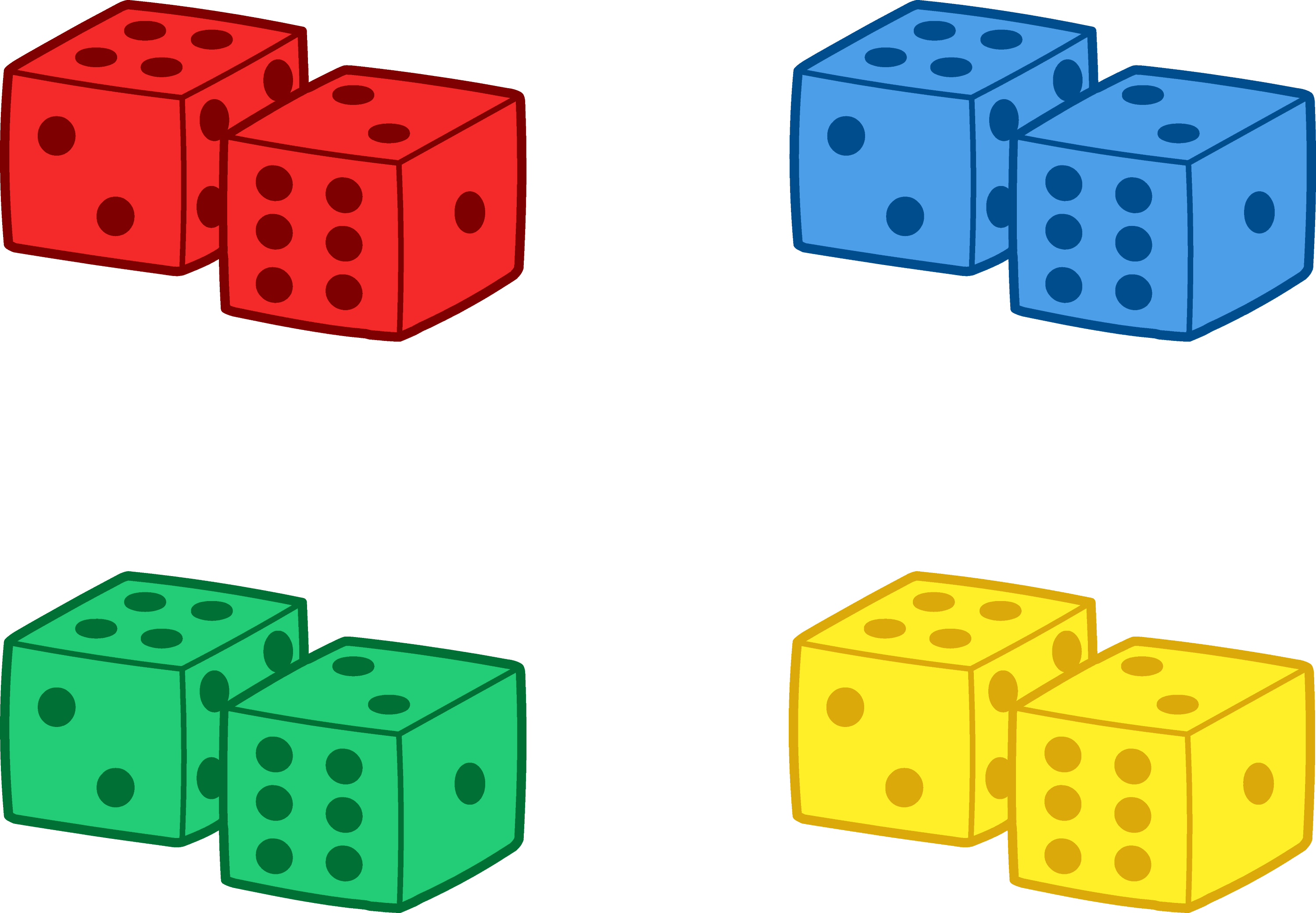 Set of Colorful Playing Dice - Free Clip Art