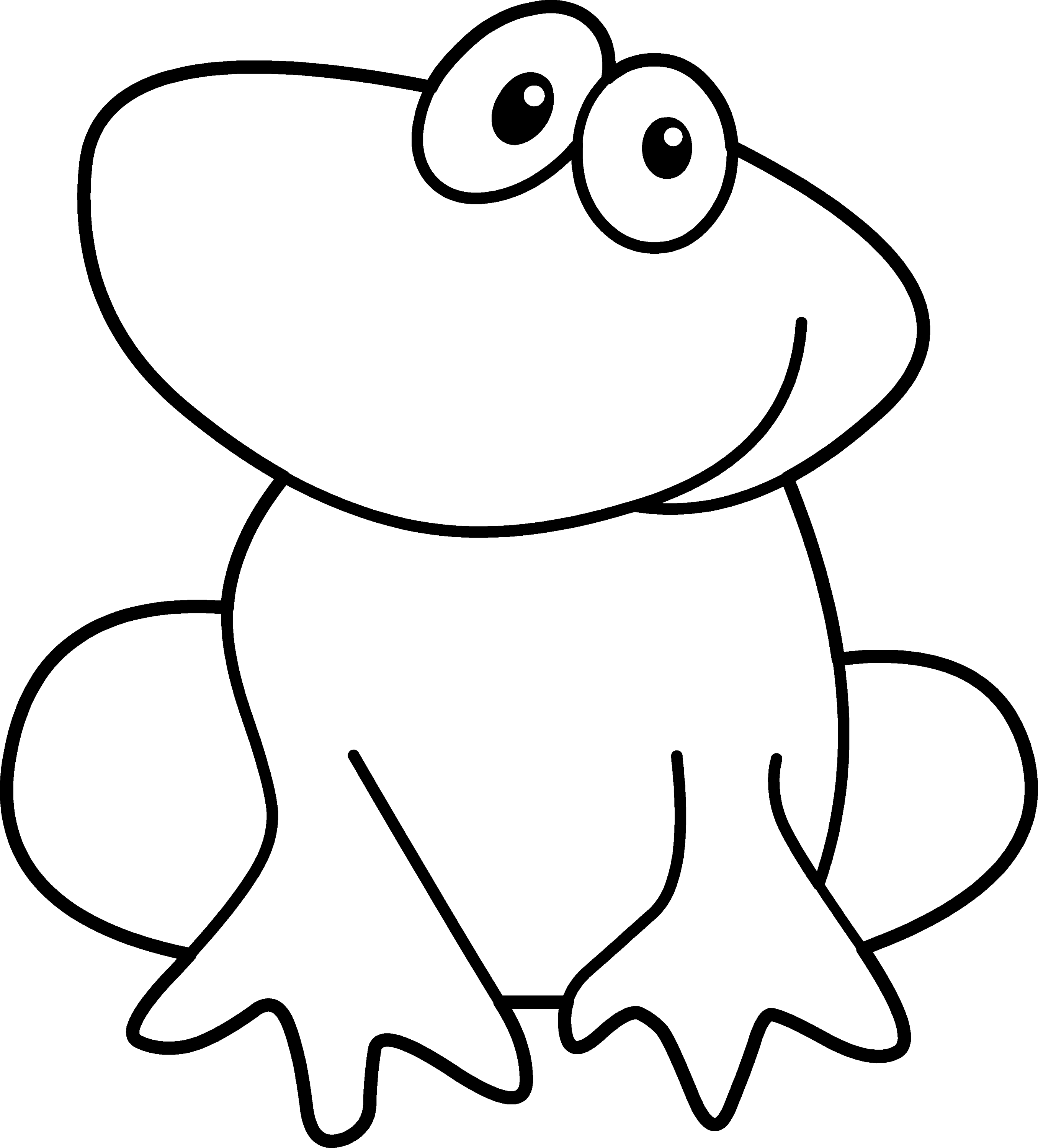 Cute Frog Coloring Page - Free Clip Art