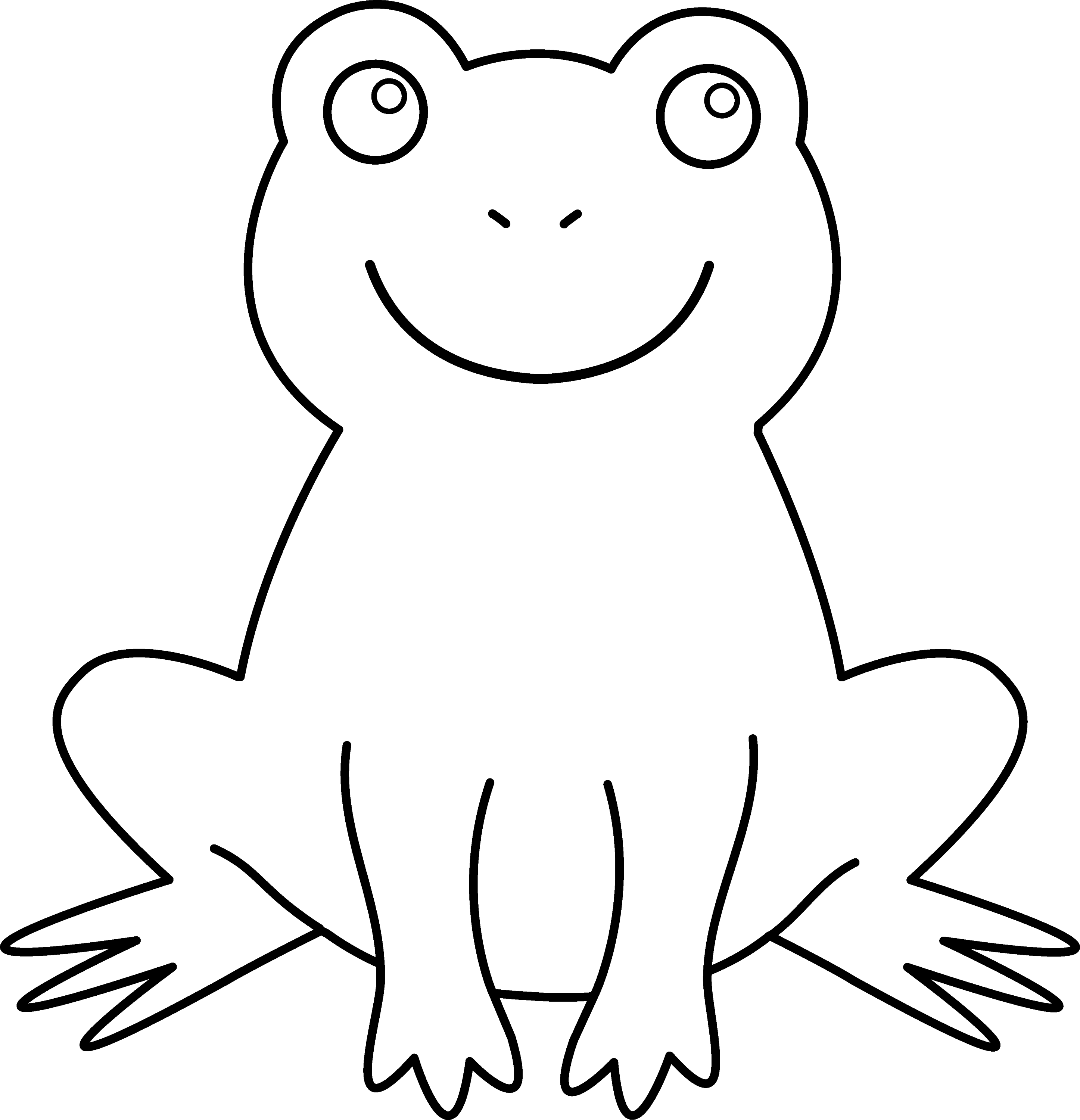 Colorable Cute Frog - Free Clip Art