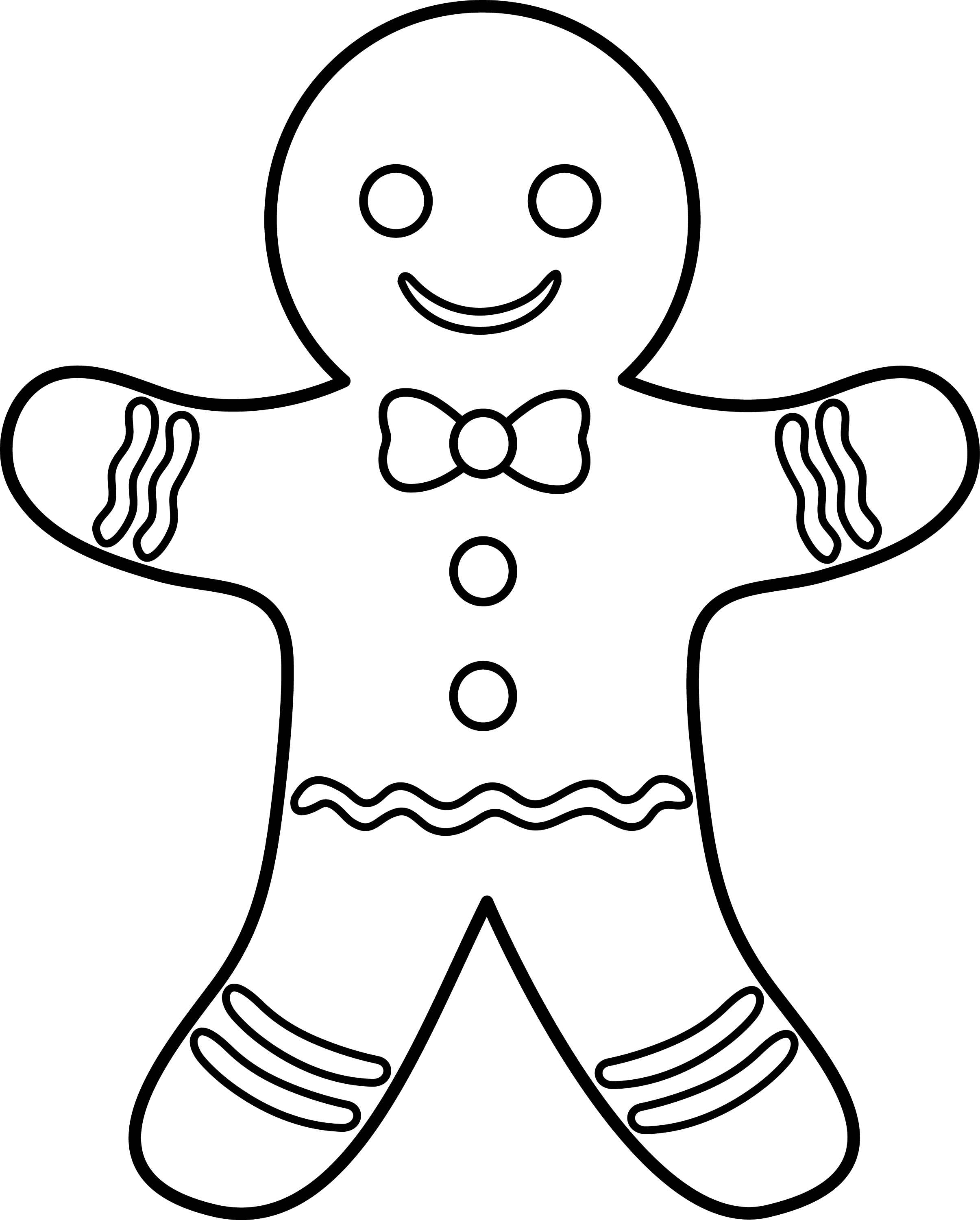 Gingerbread Man Lineart - Free Clip Art