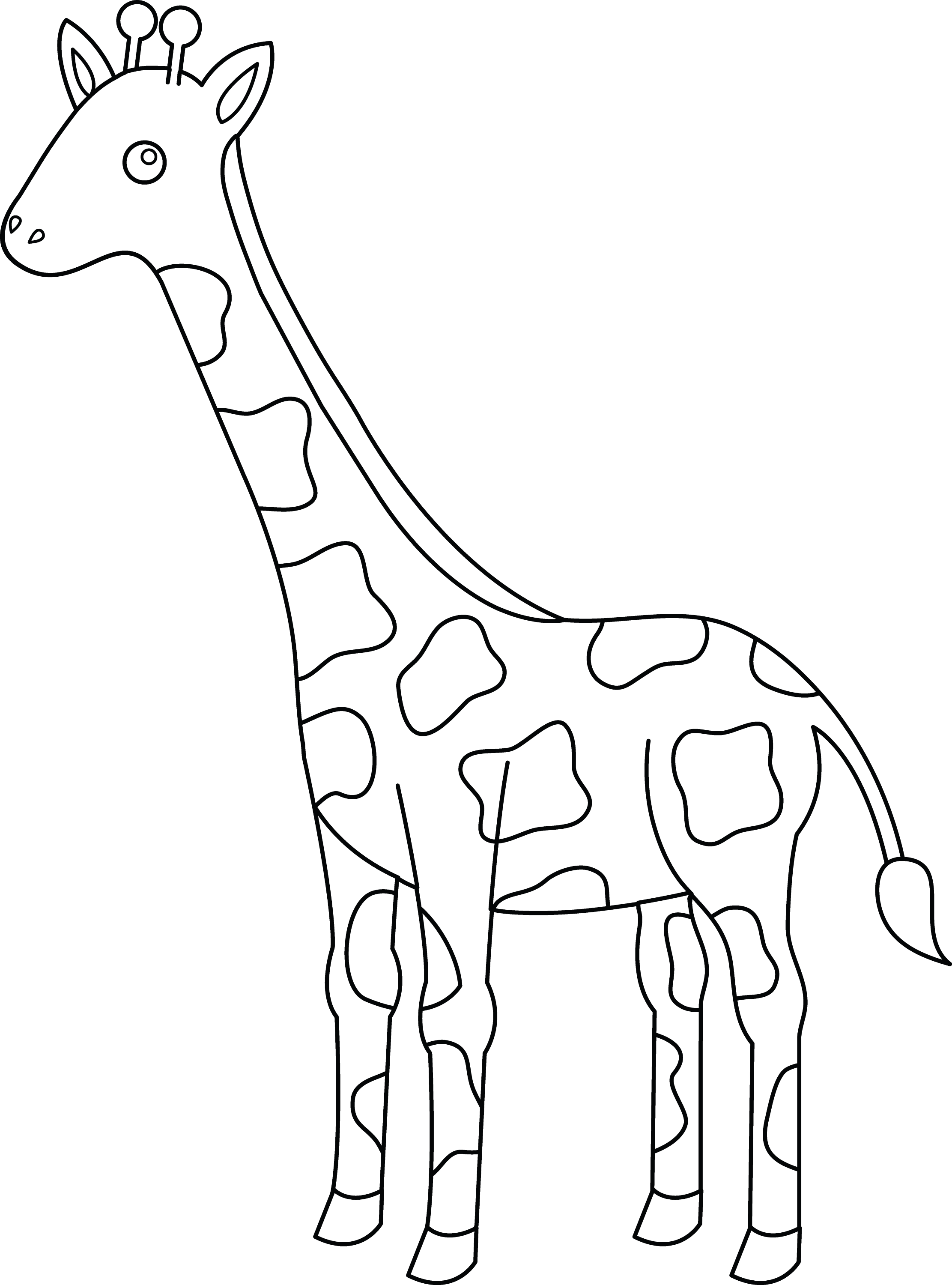 Colorable Giraffe Design Free Clip Art