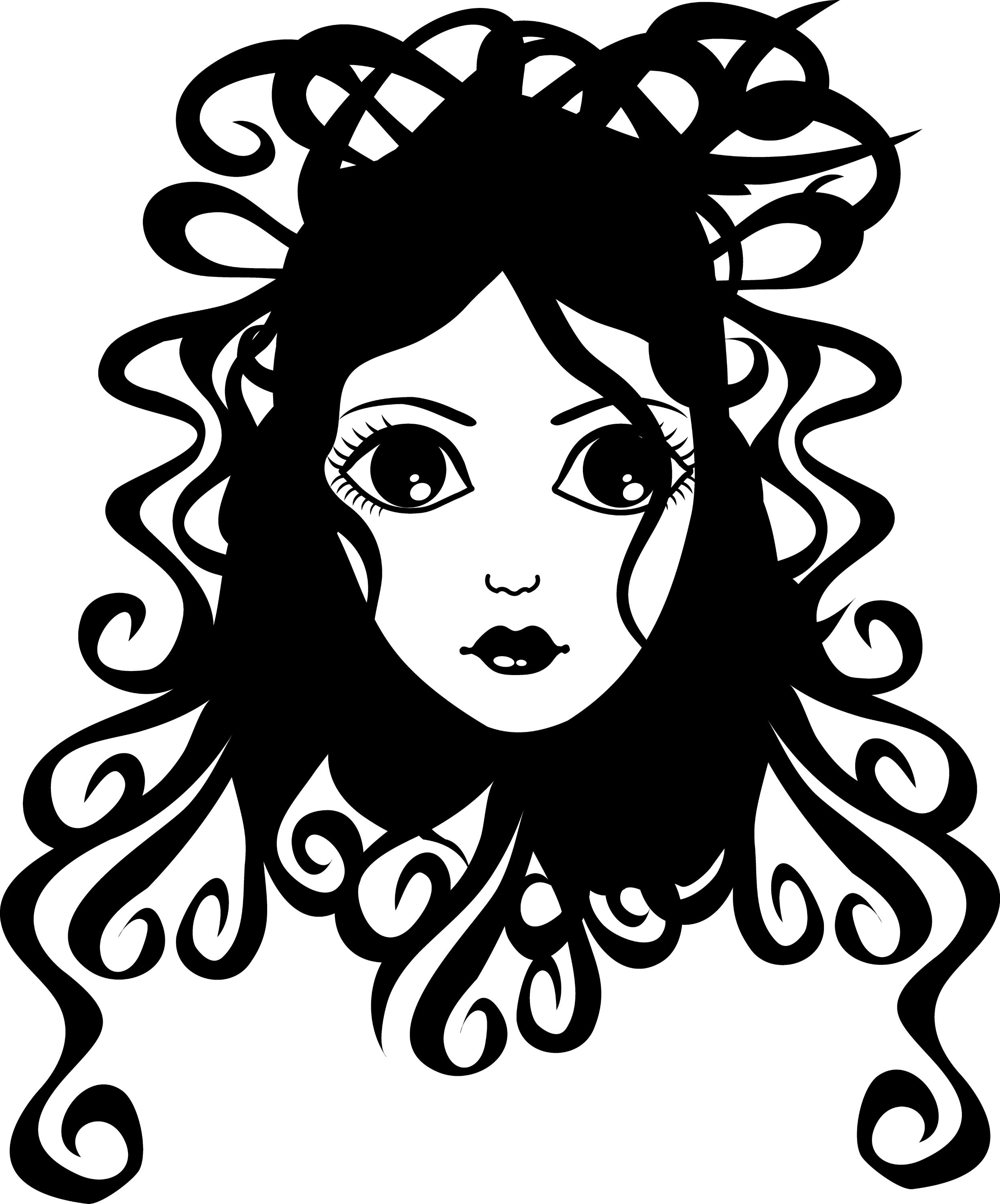 clipart girl black and white - photo #37