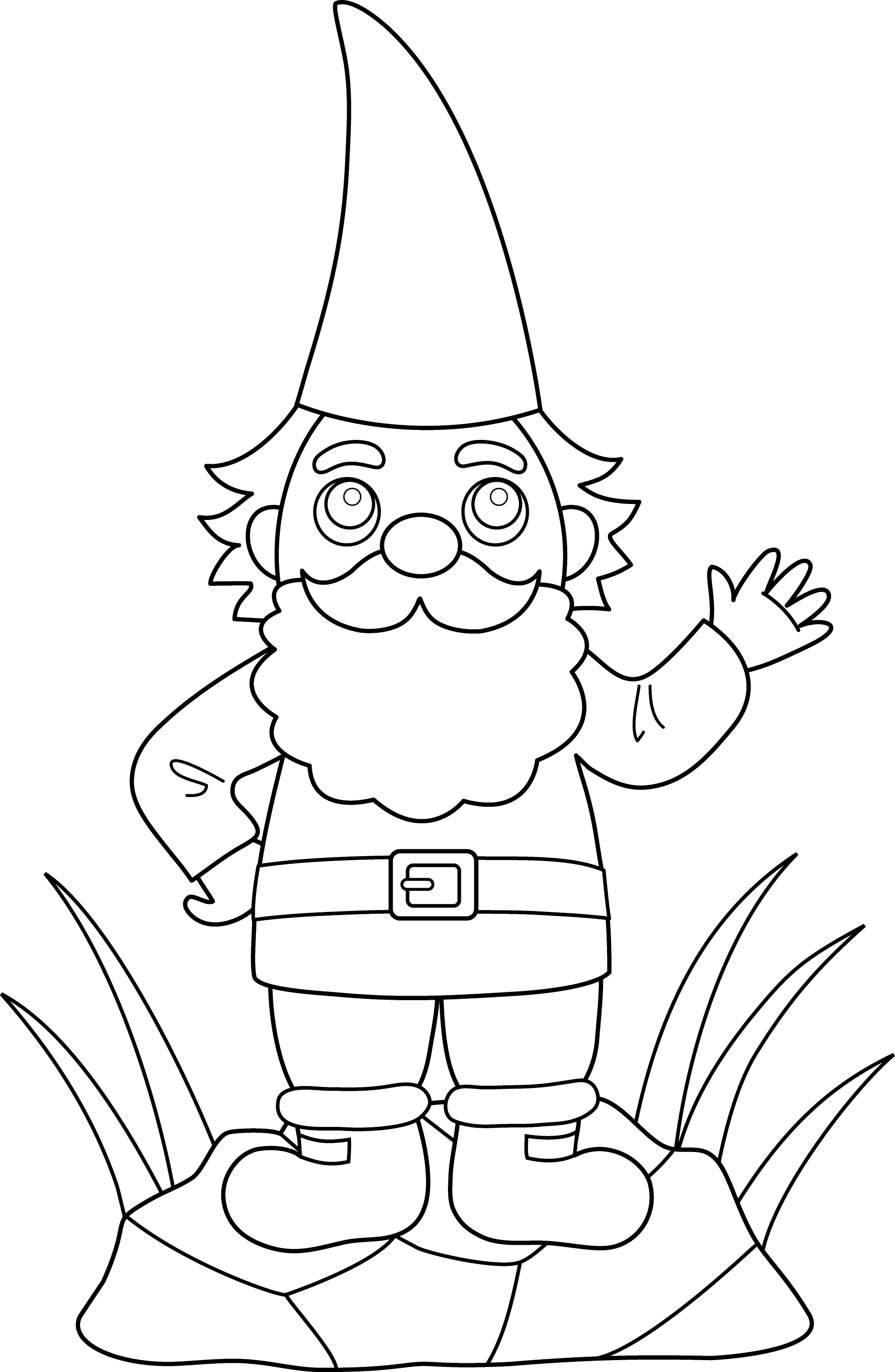 Colorable Garden Gnome Free Clip Art