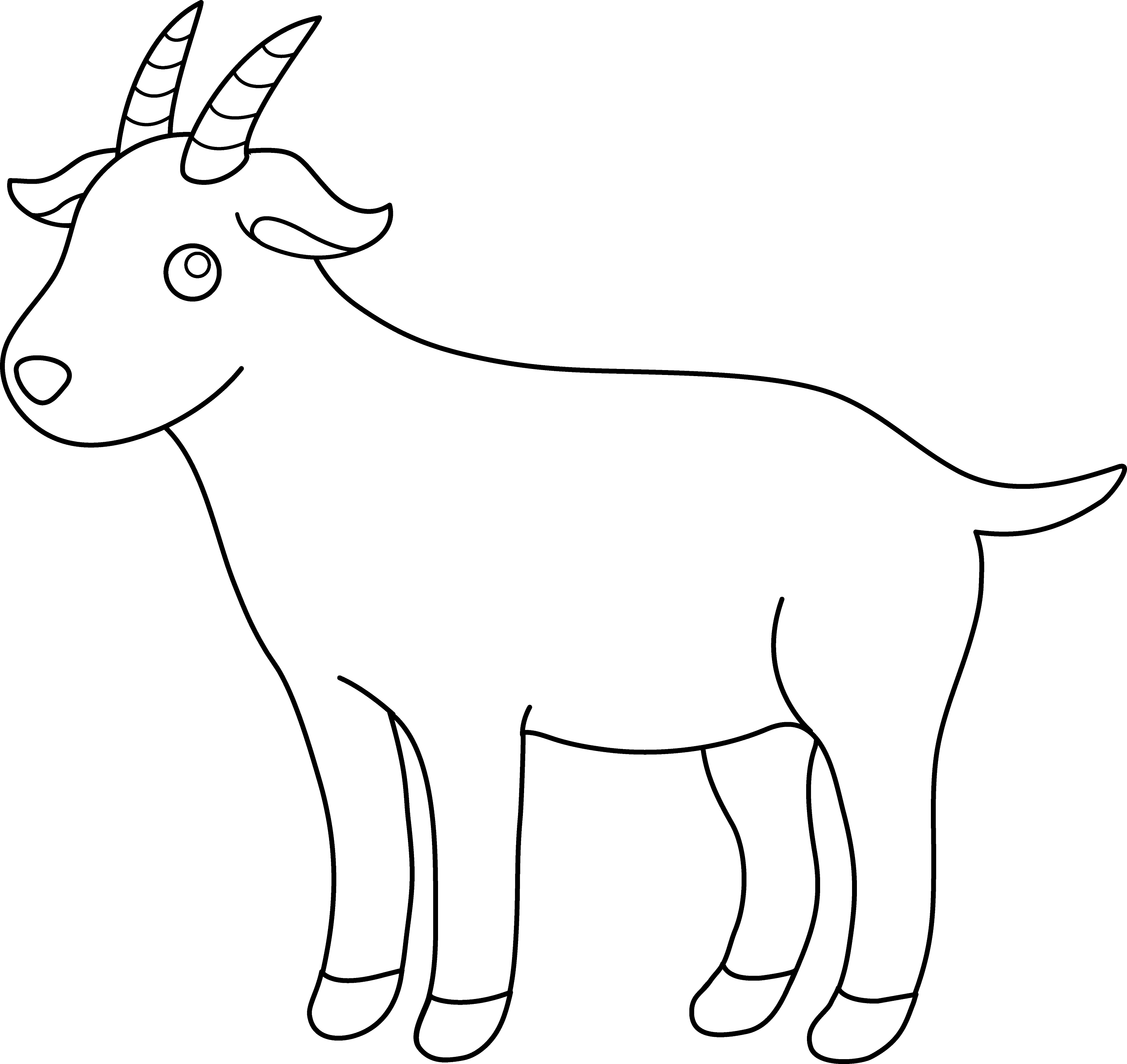 Cute Colorable Billy Goat Free Clip Art