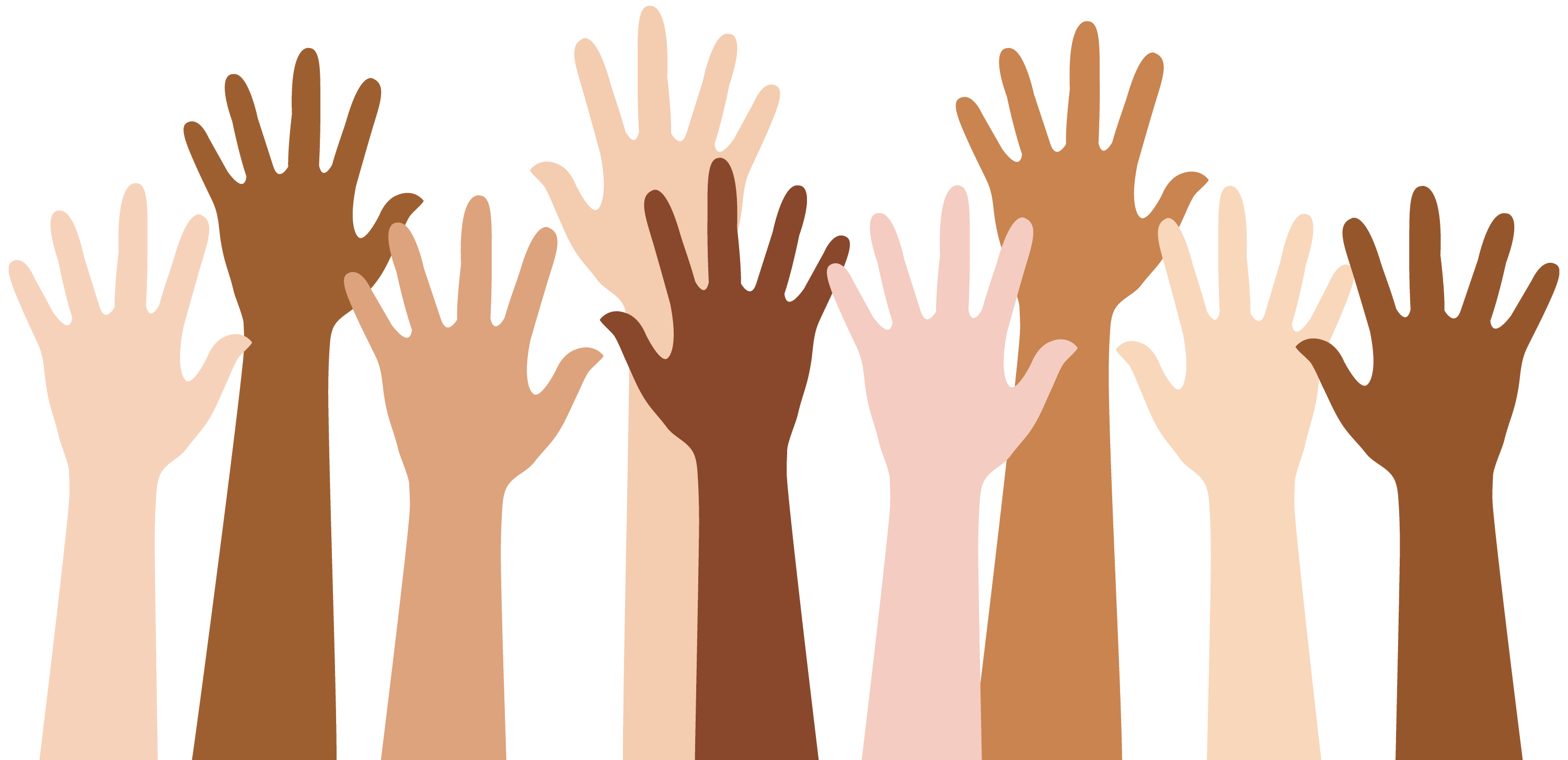 Diverse People Raising Hands - Free Clip Art