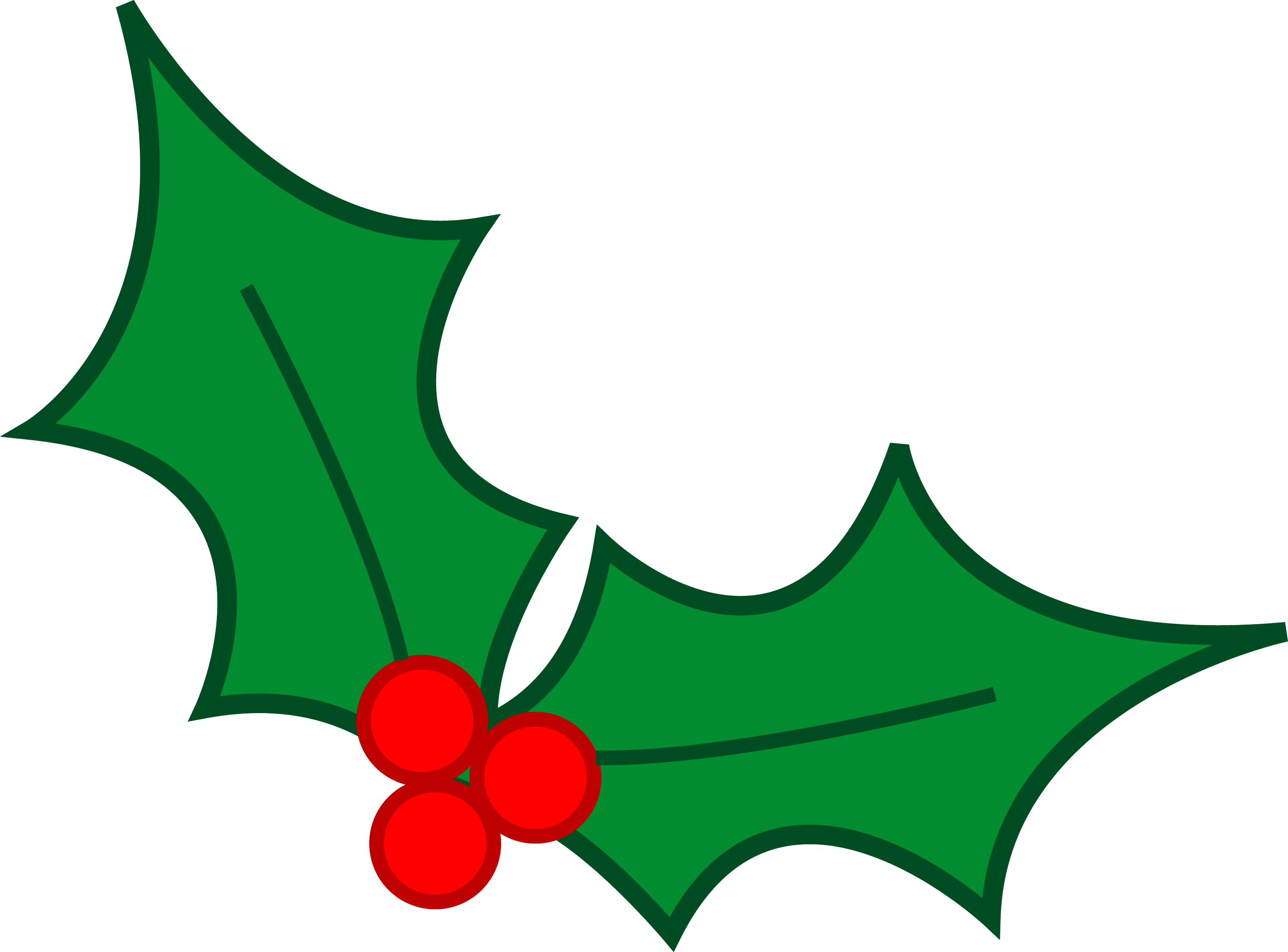 Green Christmas Holly Leaves Free Clip Art