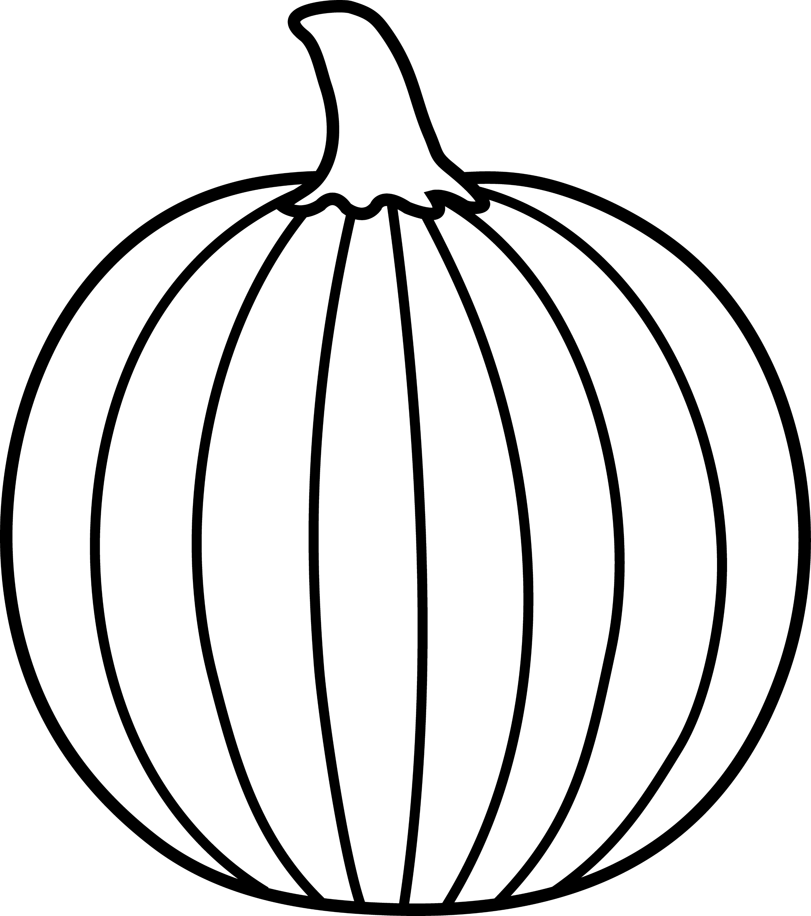 Black and White Pumpkin Lineart Free Clip Art