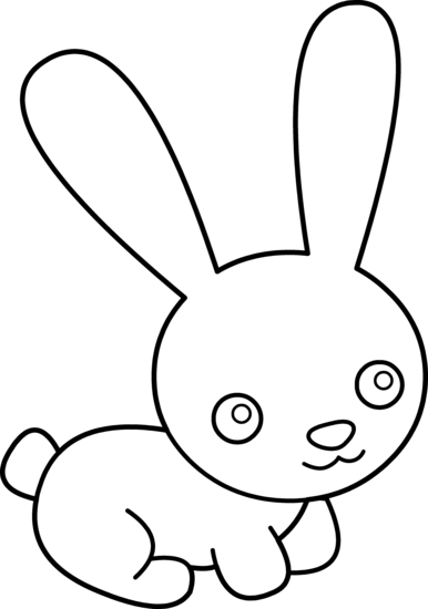Cute Bunny Coloring Page - Free Clip Art
