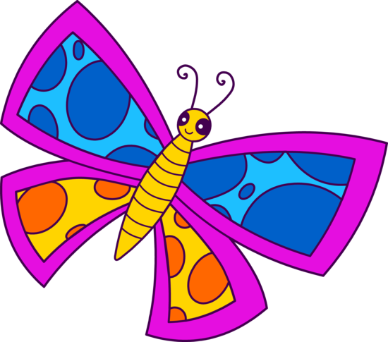 Cute Spotted Neon Butterfly - Free Clip Art