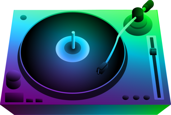 DJ Turntable Under Neon Lights - Free Clip Art