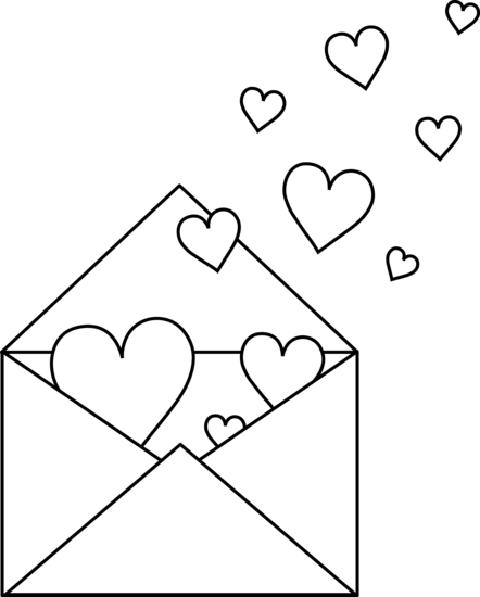 Colorable Love Letter Free Clip Art