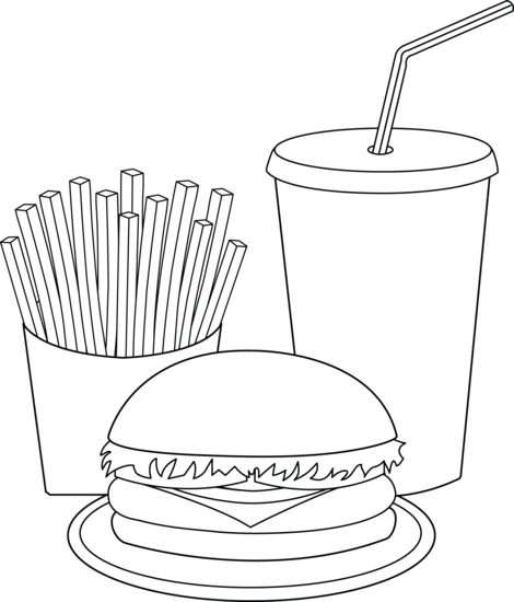 Fast Food Line Art - Free Clip Art