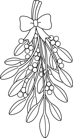 Christmas Mistletoe Line Art - Free Clip Art