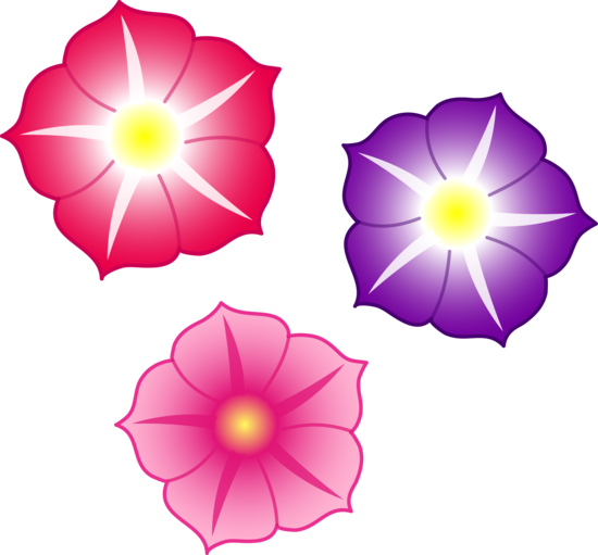 Three Colorful Petunia Flowers  Free Clip Art