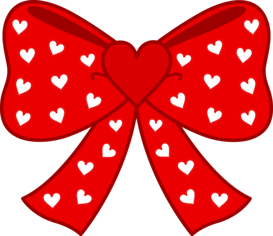 Cute Red Bow with Hearts - Free Clip Art