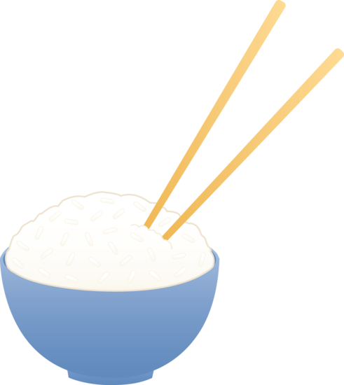 Bowl of White Rice With Chopsticks - Free Clip Art